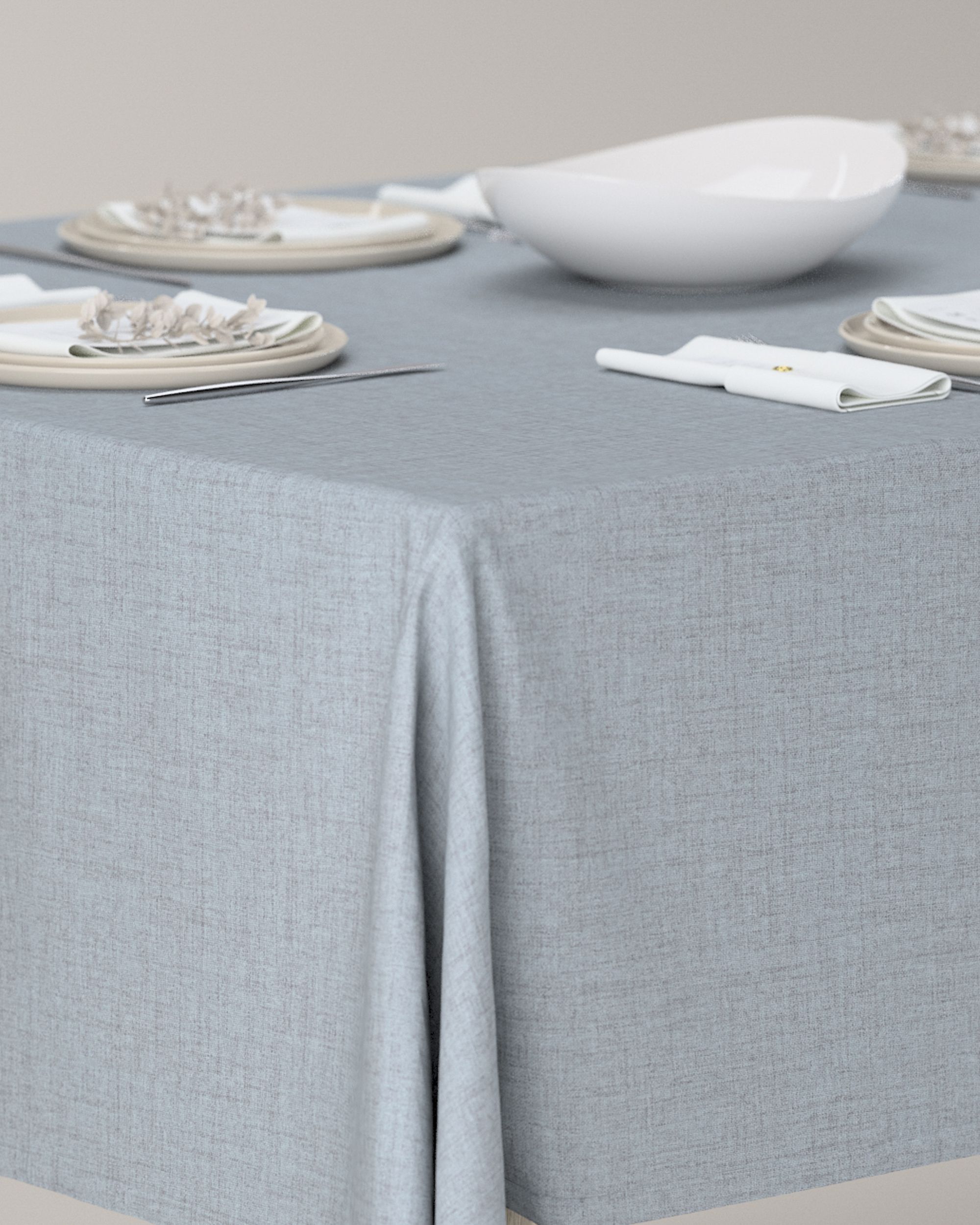 Nappe rectangulaire couleur bleu tissu tresse, black-out (hover)