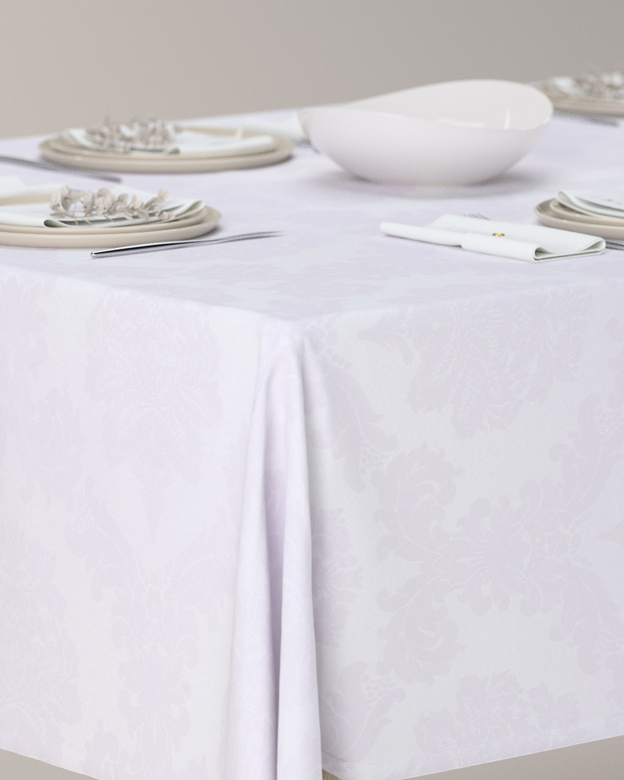 Nappe rectangulaire couleur blanc tissu brillant, tresse, à motifs (hover)