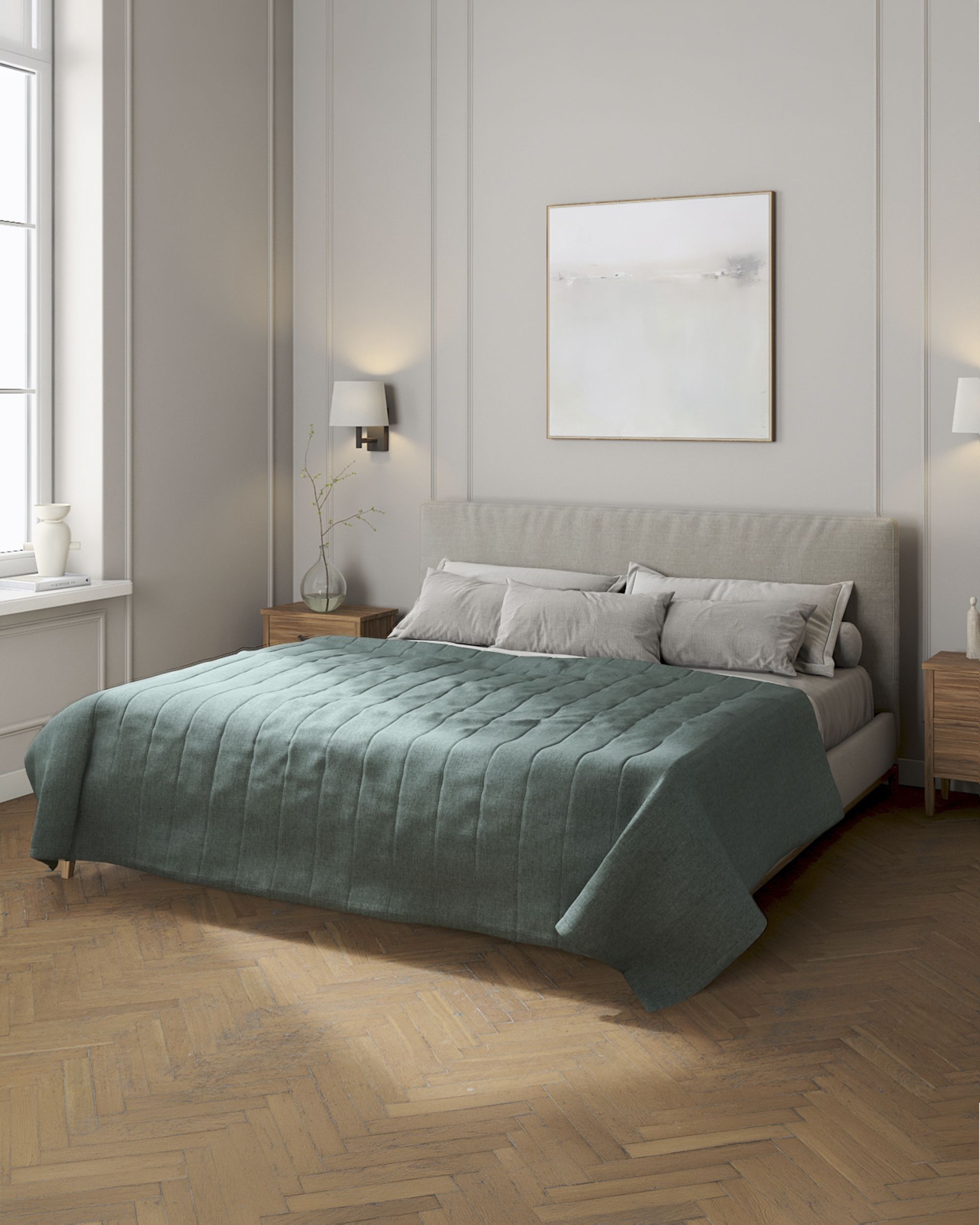 Couvre-lit matelassé à motif rayures couleur bleu tissu tresse