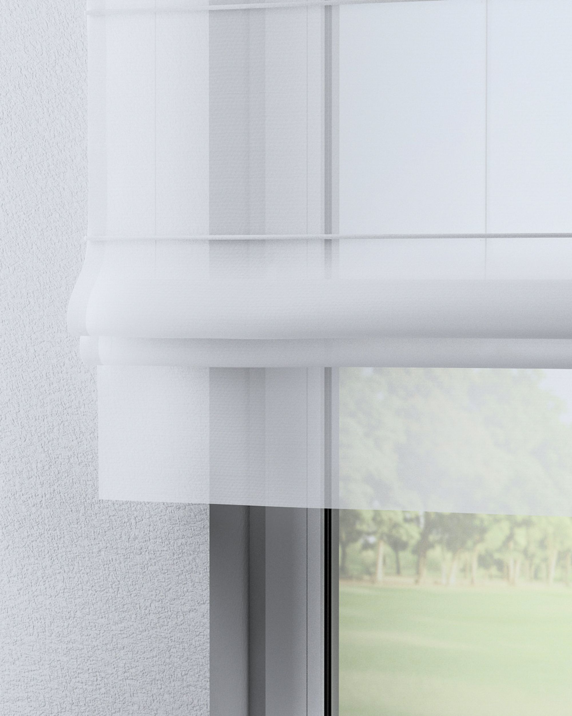 Store bateau en voile Bolonia couleur blanc tissu semi-transparent, brillant (hover)
