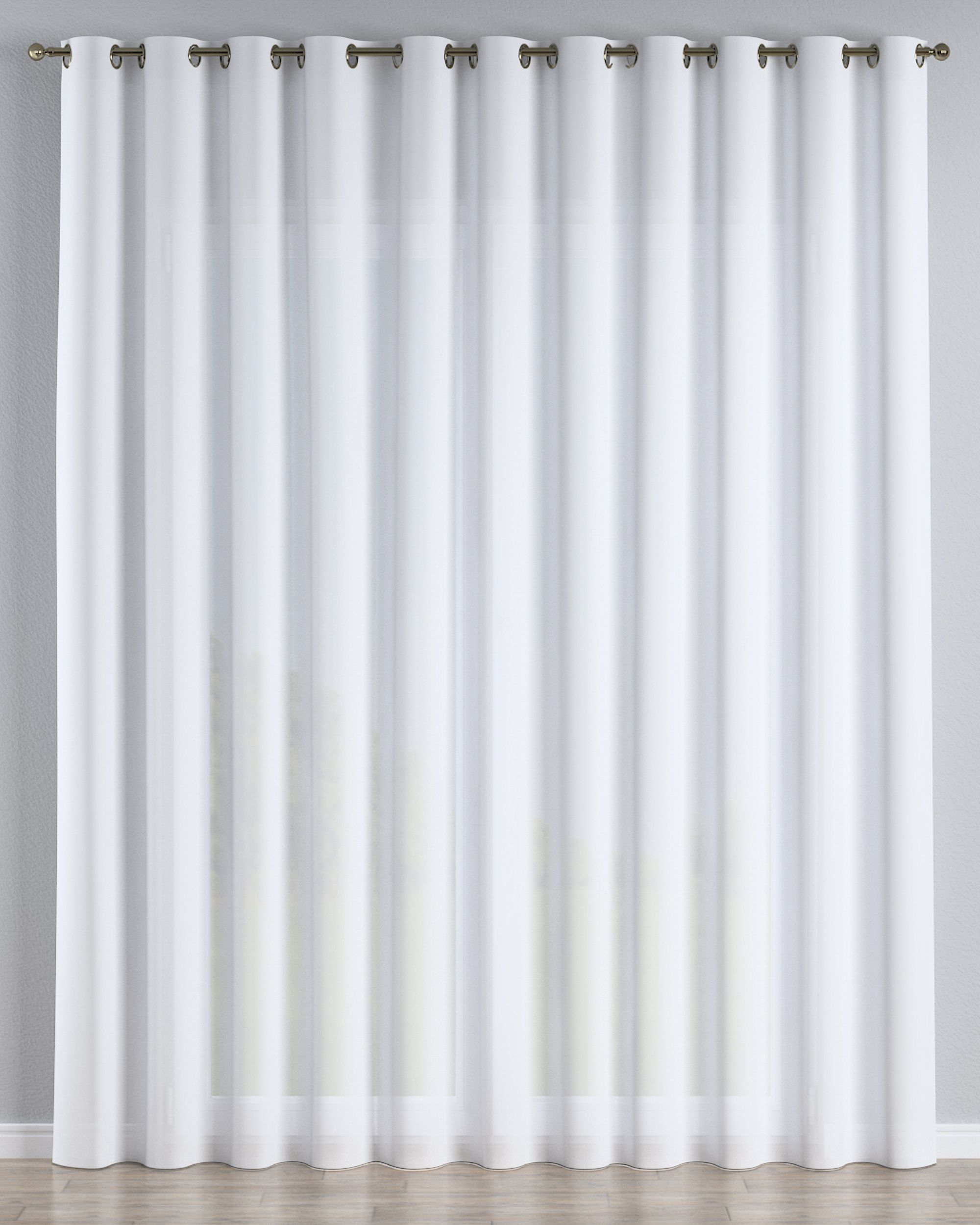 Rideaux en voile à œillets couleur blanc tissu semi-transparent, tresse