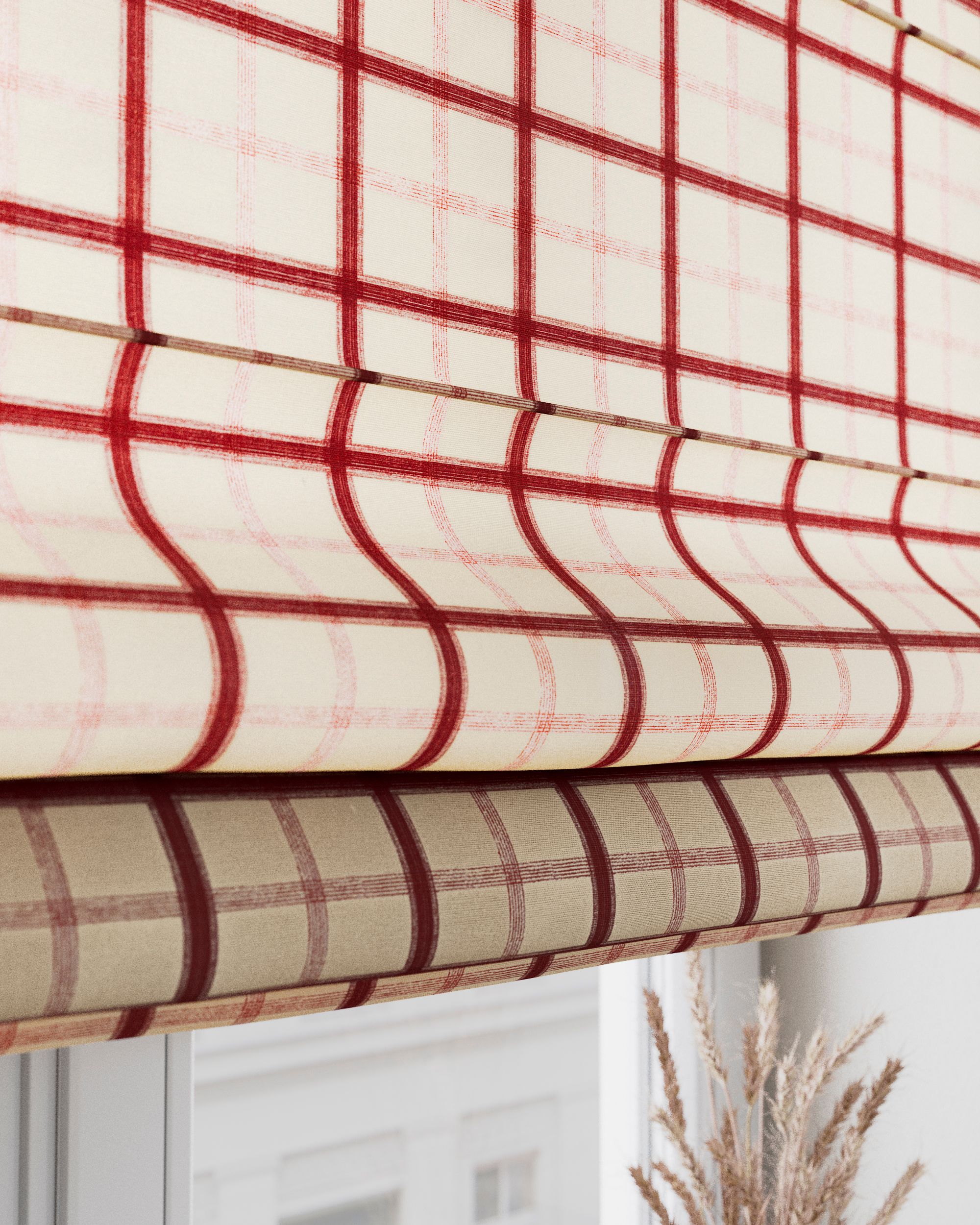 Store romain Capri couleur rouge tissu à motifs (hover)