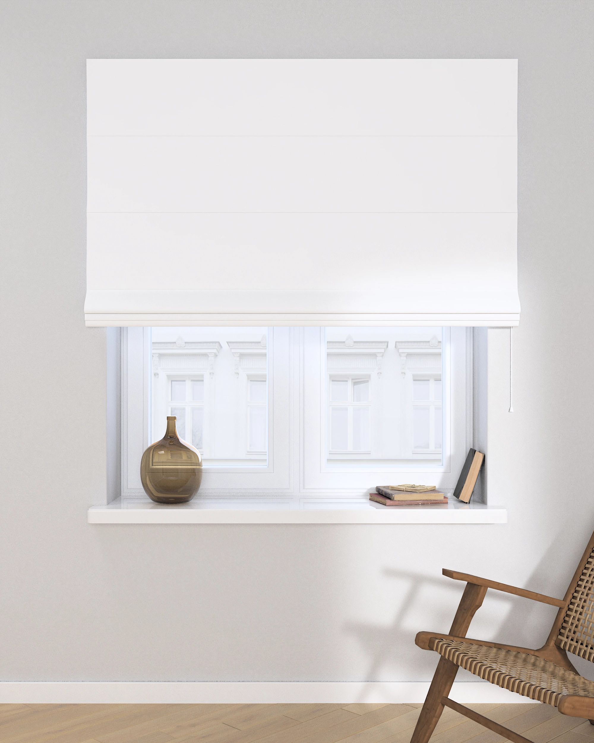 Store romain Capri couleur blanc tissu black-out (hover)