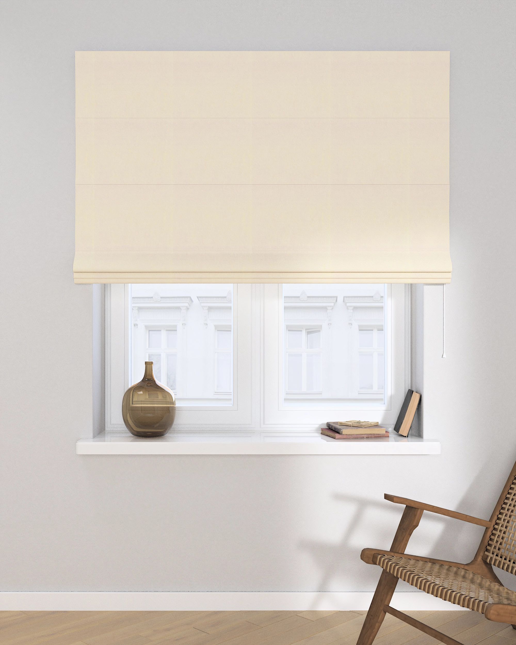 Store romain Capri couleur beige tissu black-out (hover)