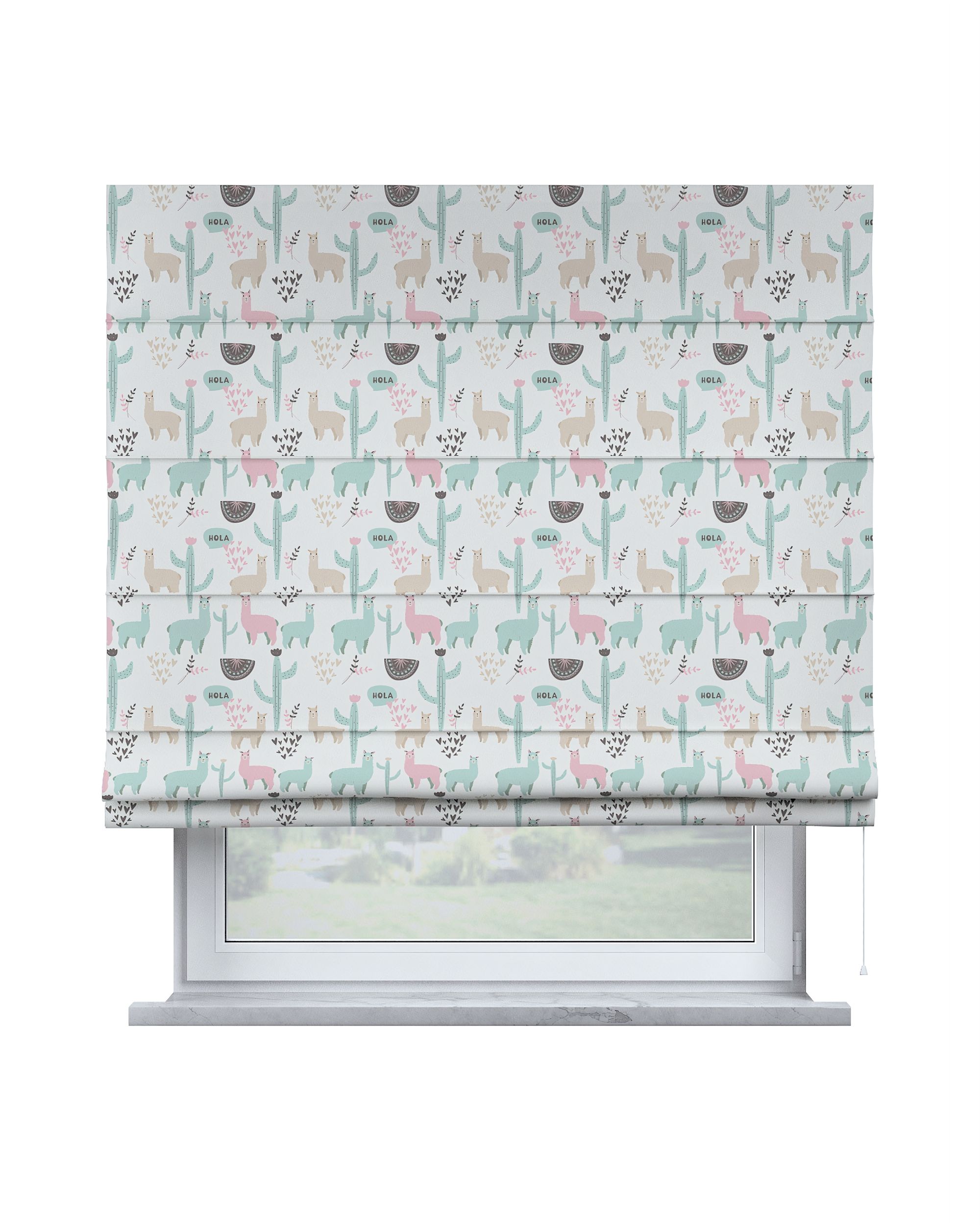 Store romain Capri couleur vert tissu à motifs