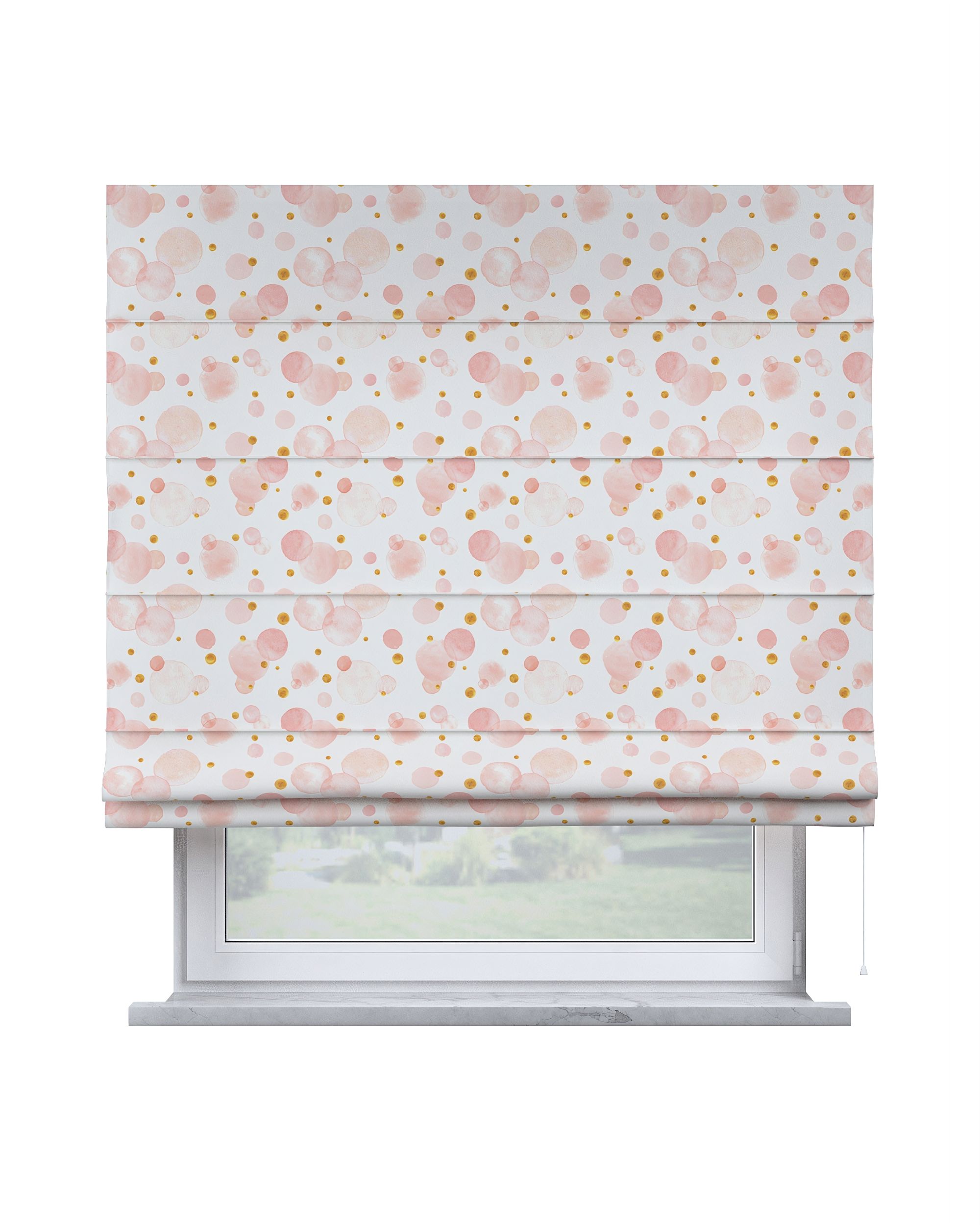 Store romain Capri couleur rose tissu à motifs