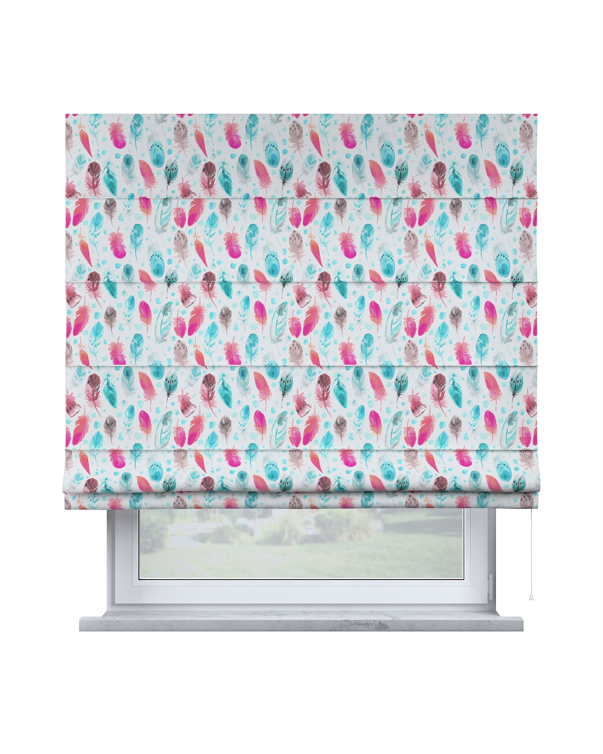 Store romain Capri couleur bleu tissu à motifs
