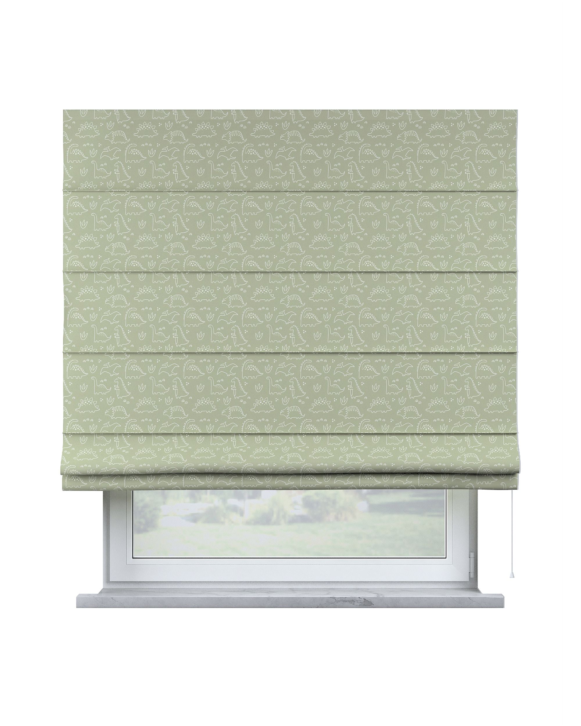 Store romain Capri couleur vert tissu à motifs