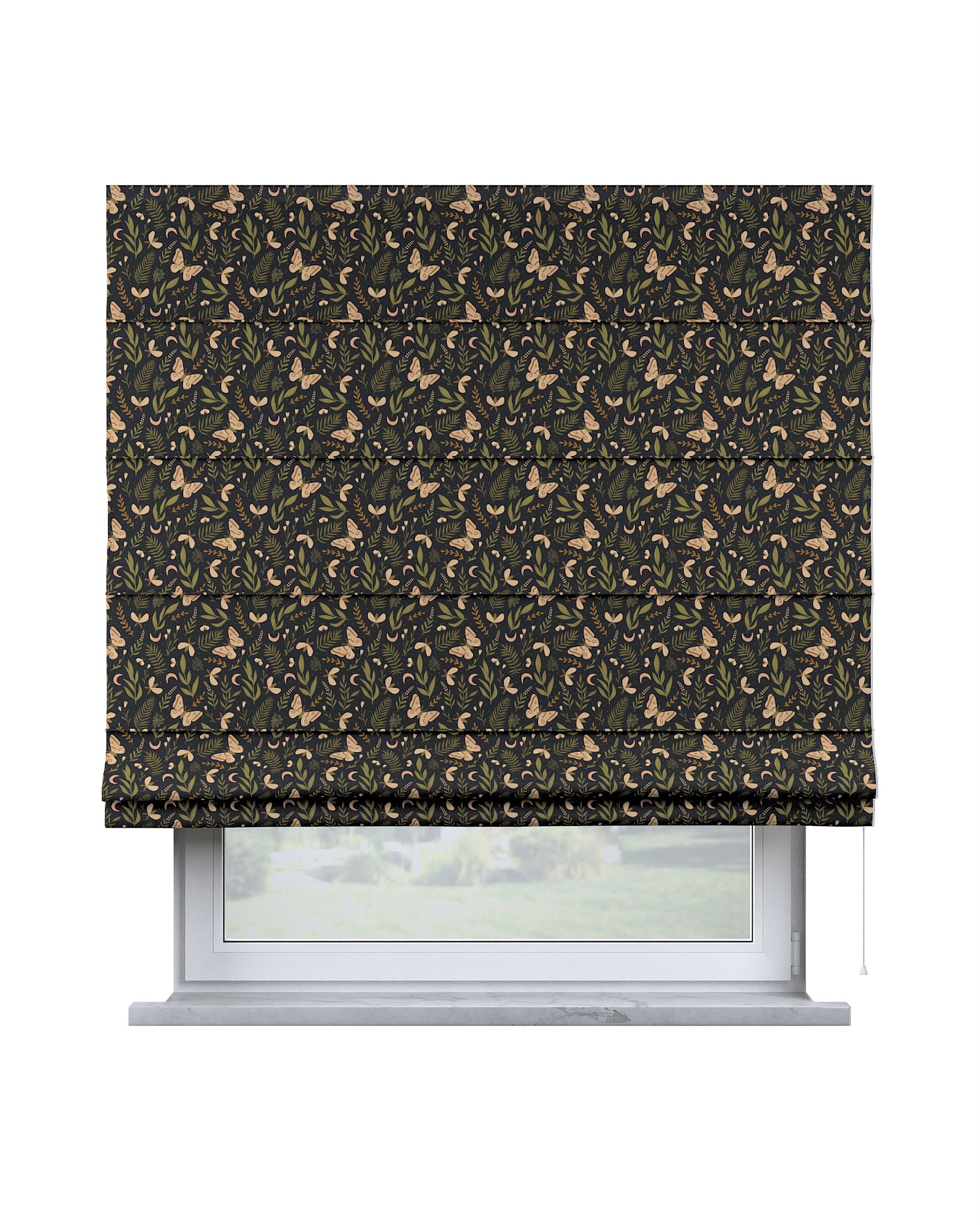 Store romain Capri couleur noir tissu à motifs