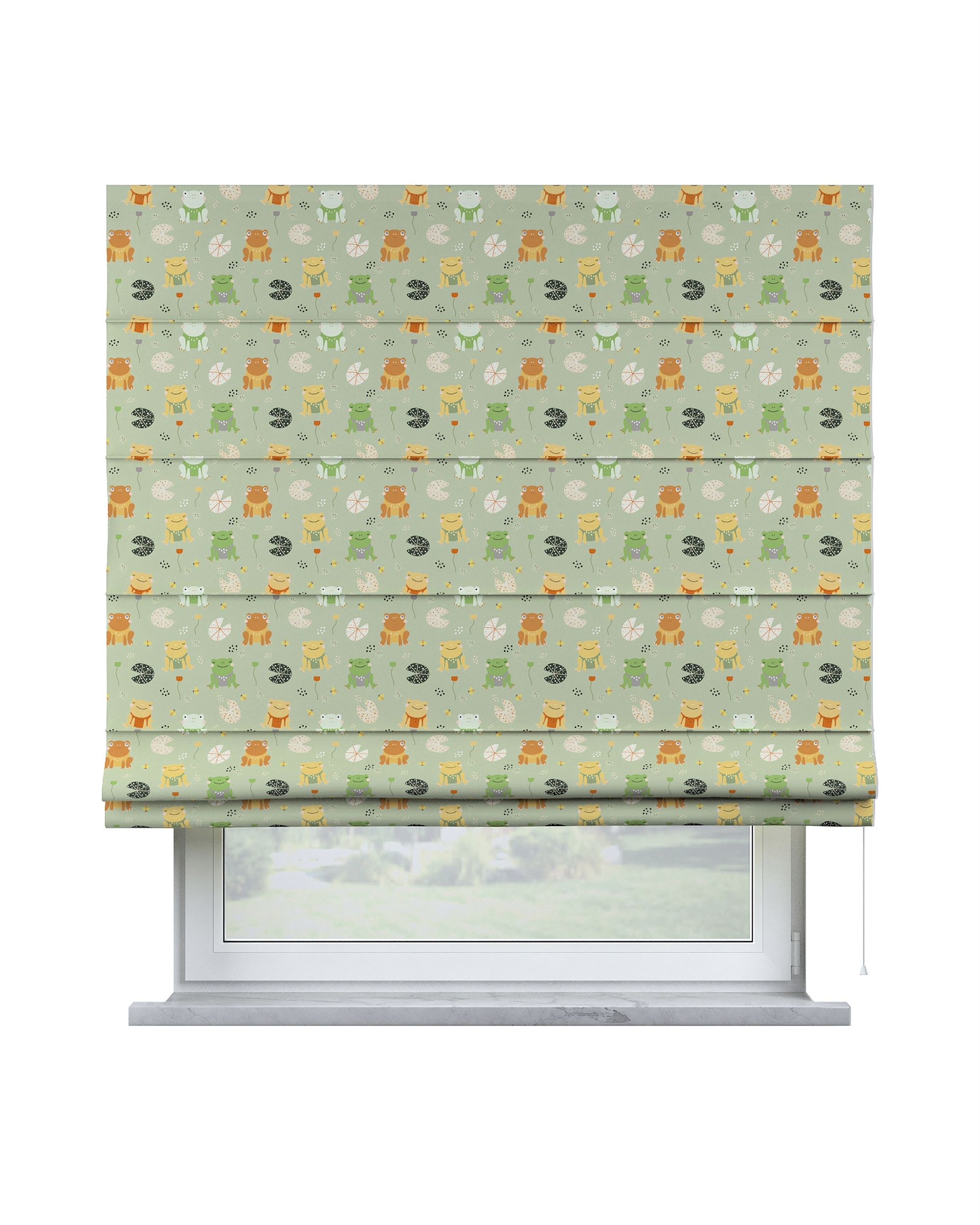 Store romain Capri couleur vert tissu à motifs
