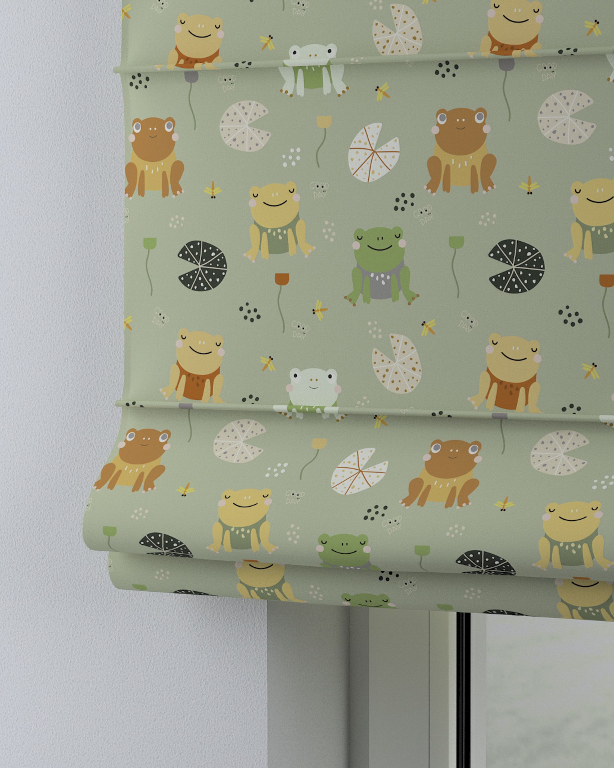 Store romain Capri couleur vert tissu à motifs (hover)