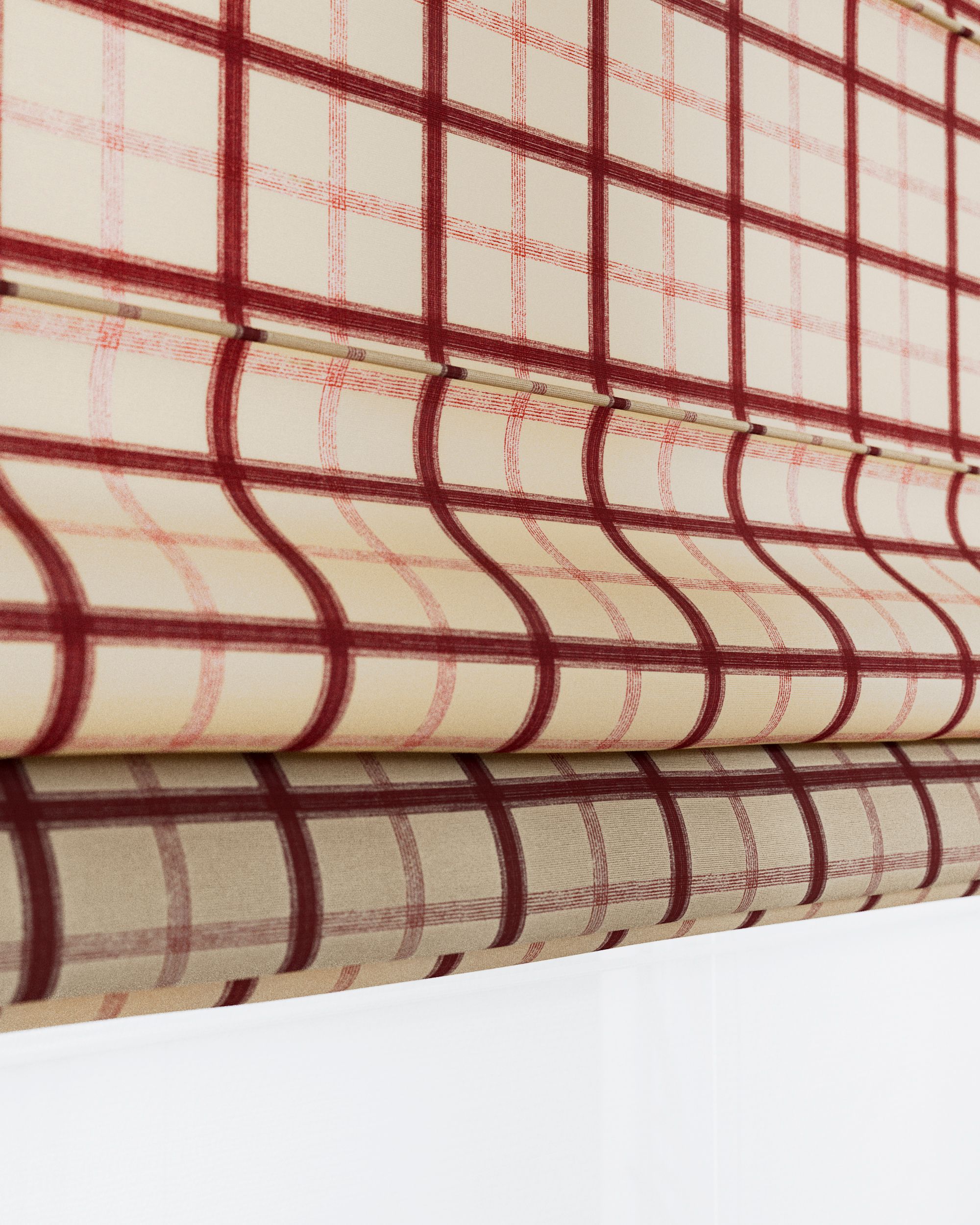 Store romain Duo couleur rouge tissu à motifs (hover)