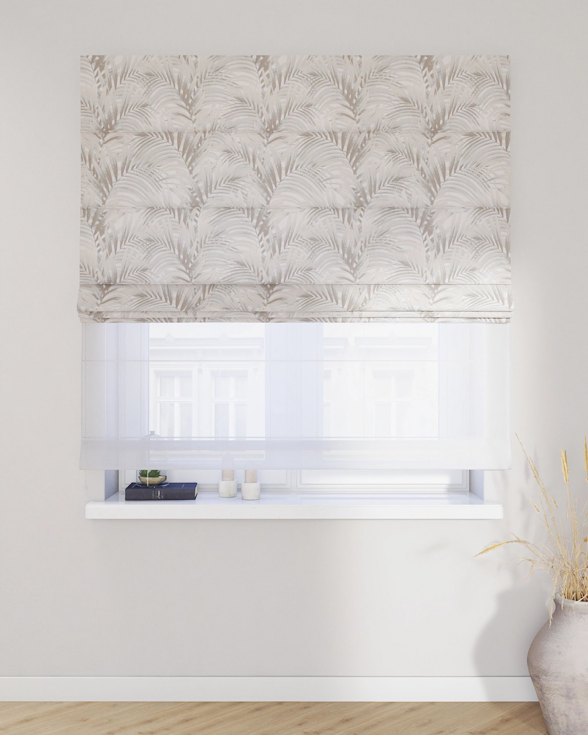 Store romain Duo couleur beige tissu à motifs (hover)