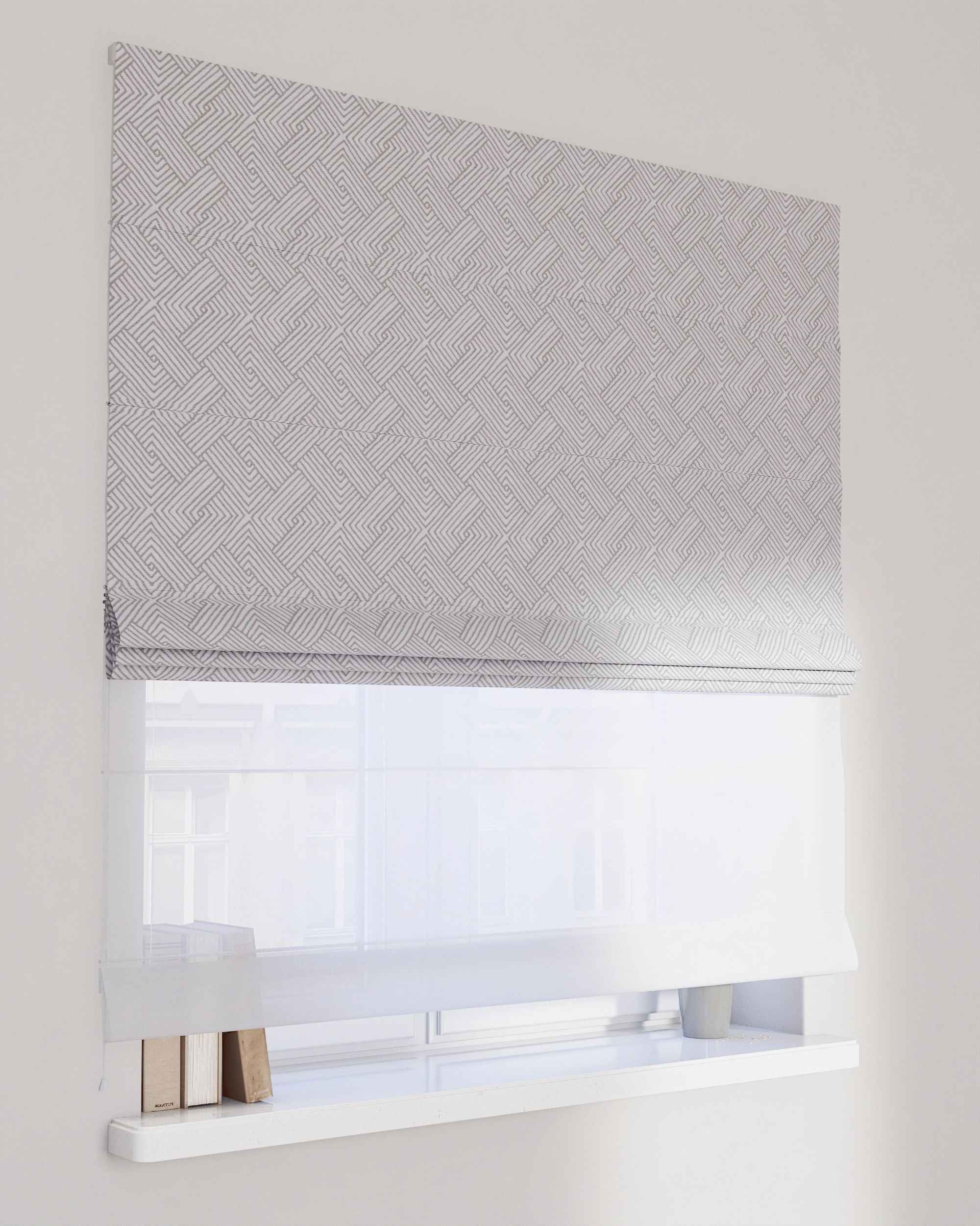 Store romain Duo couleur argent tissu tresse, à motifs