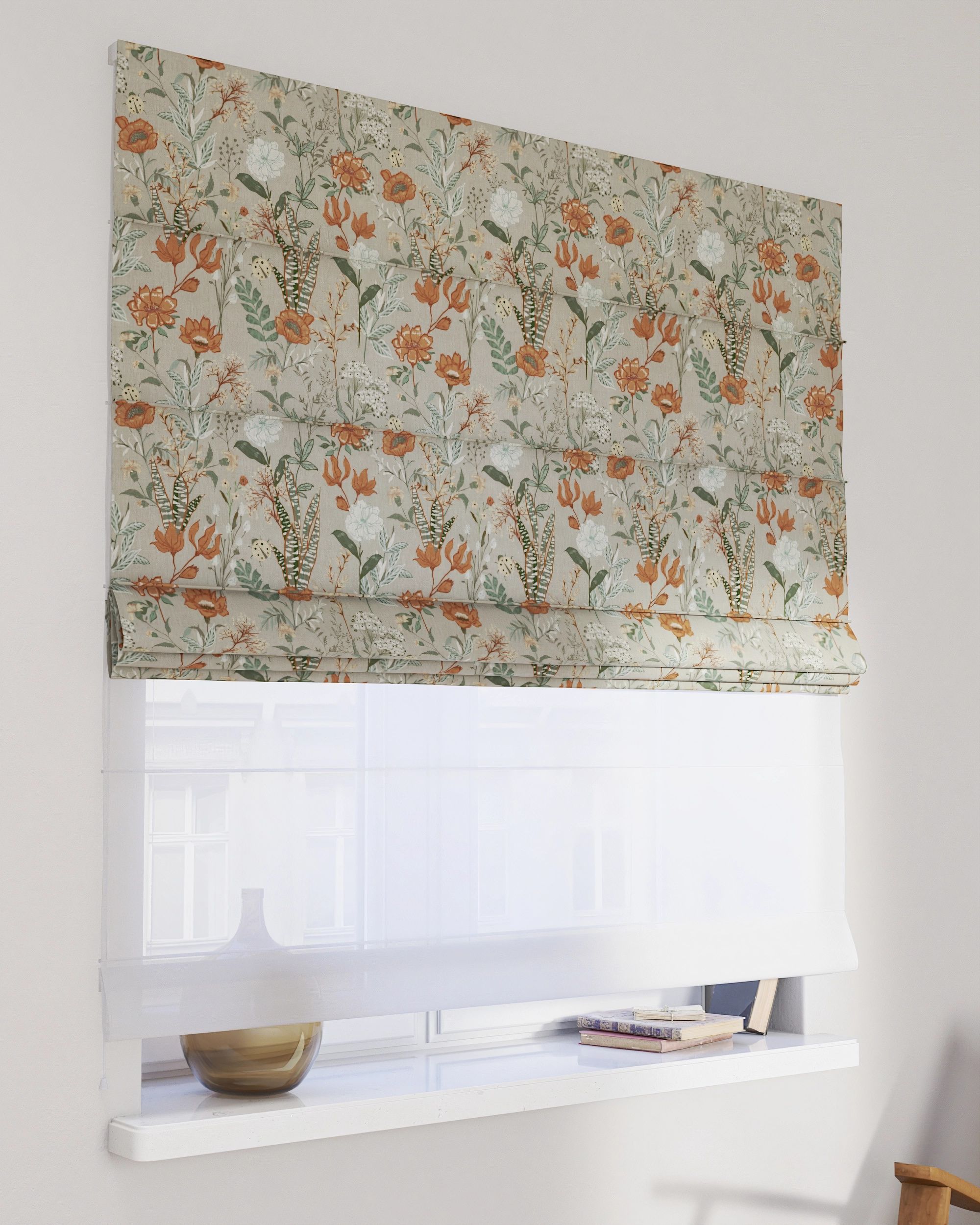 Store romain Duo couleur multicolore tissu à motifs