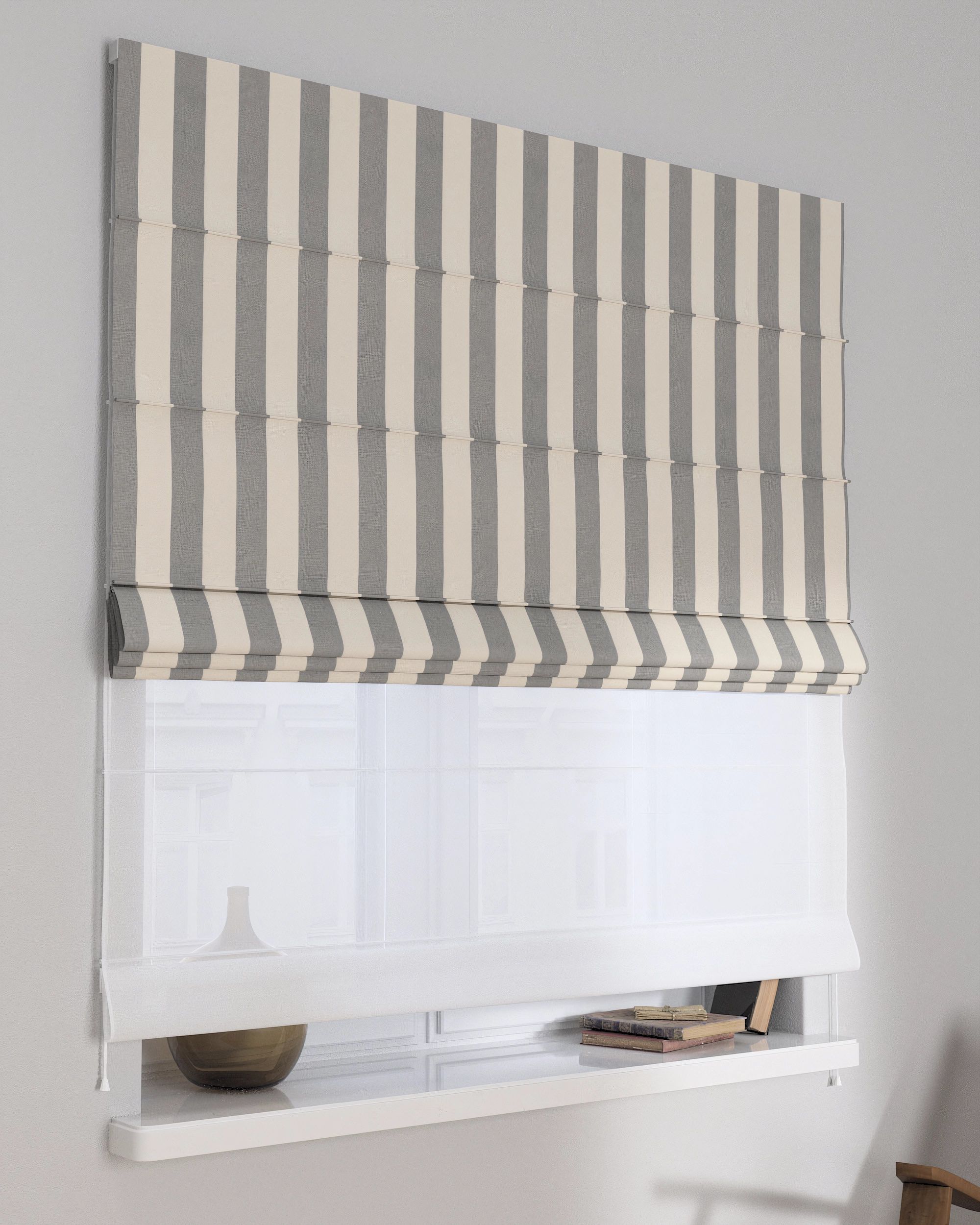 Store romain Duo couleur gris tissu à motifs
