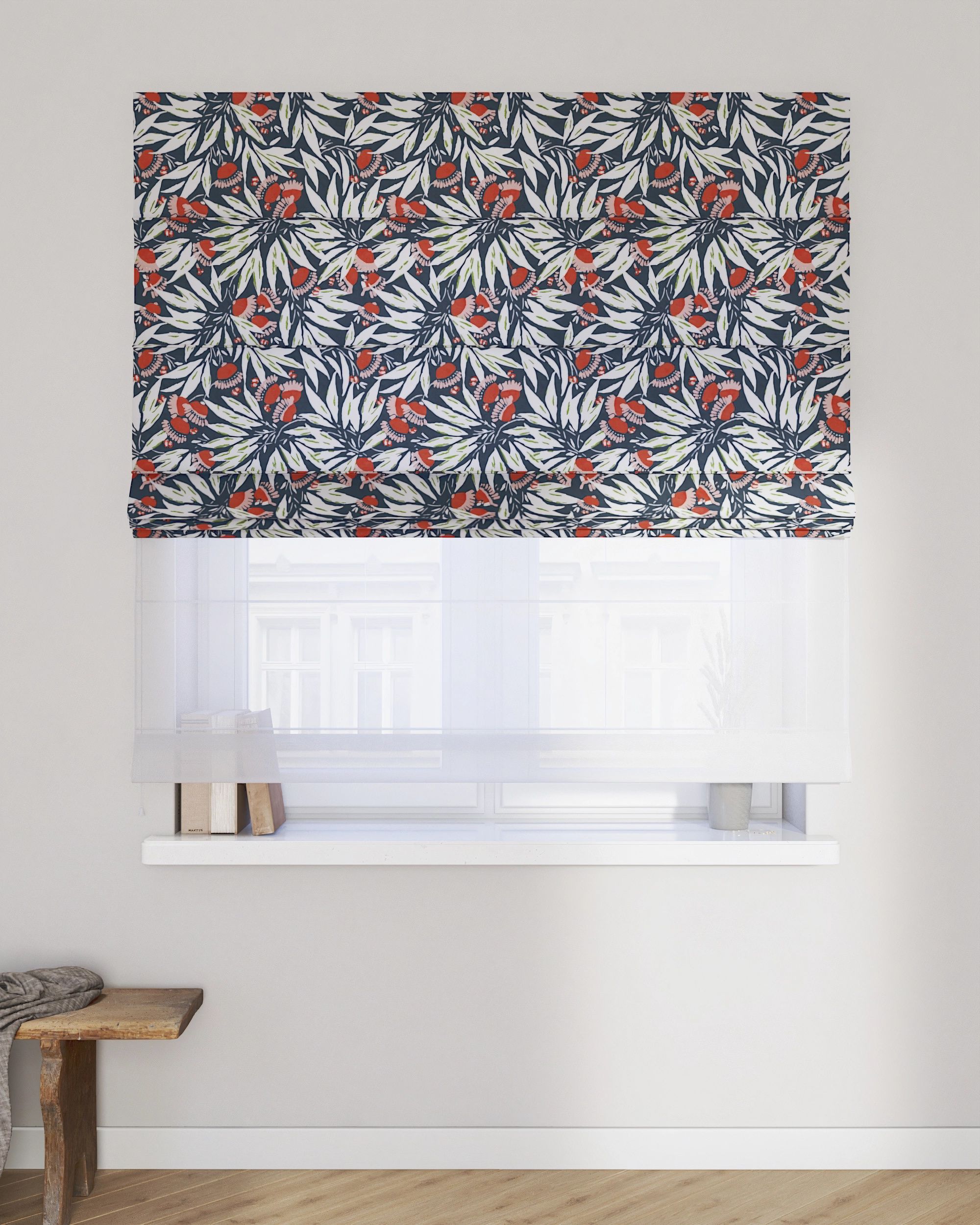 Store romain Duo couleur multicolore tissu à motifs (hover)