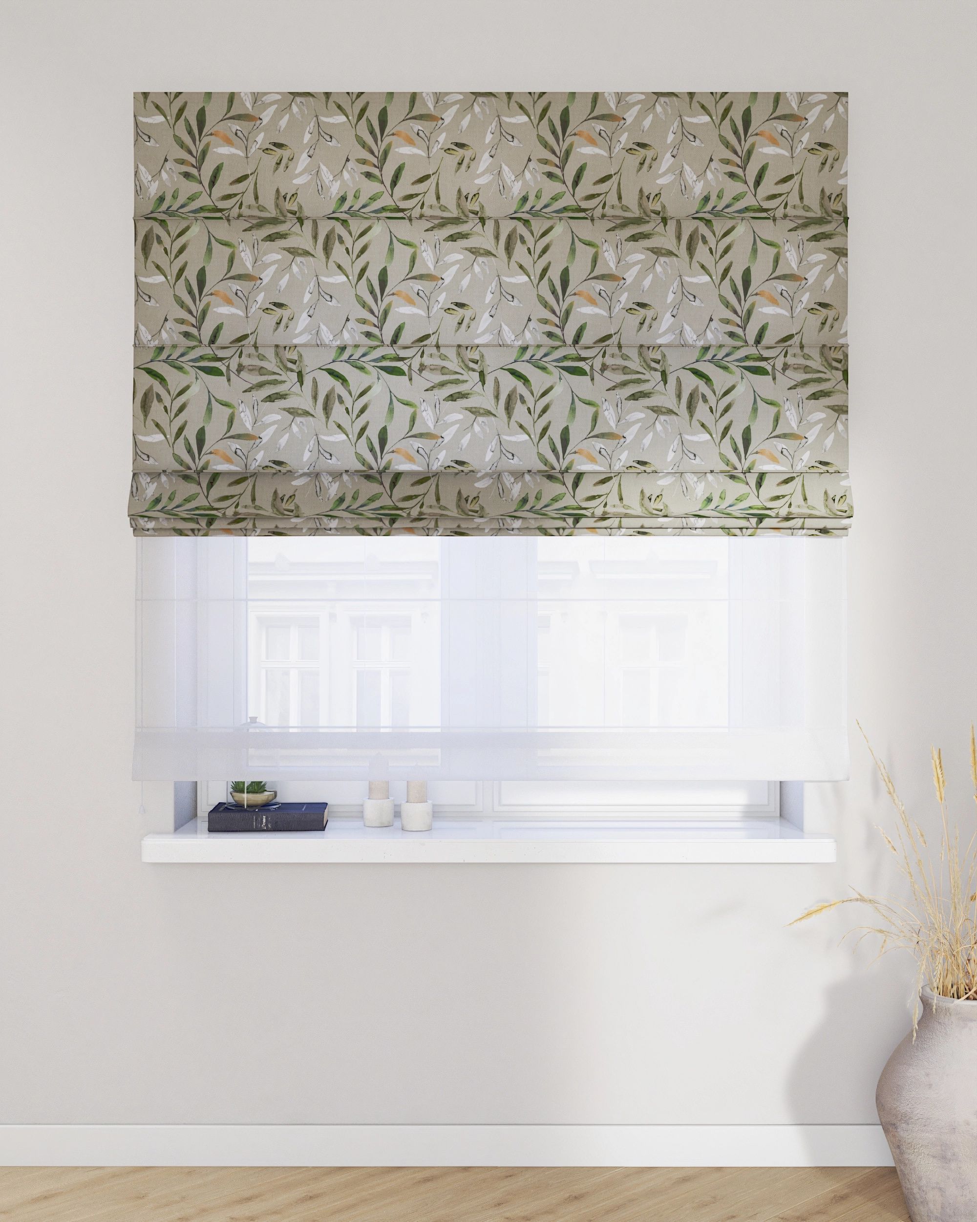 Store romain Duo couleur multicolore tissu à motifs (hover)