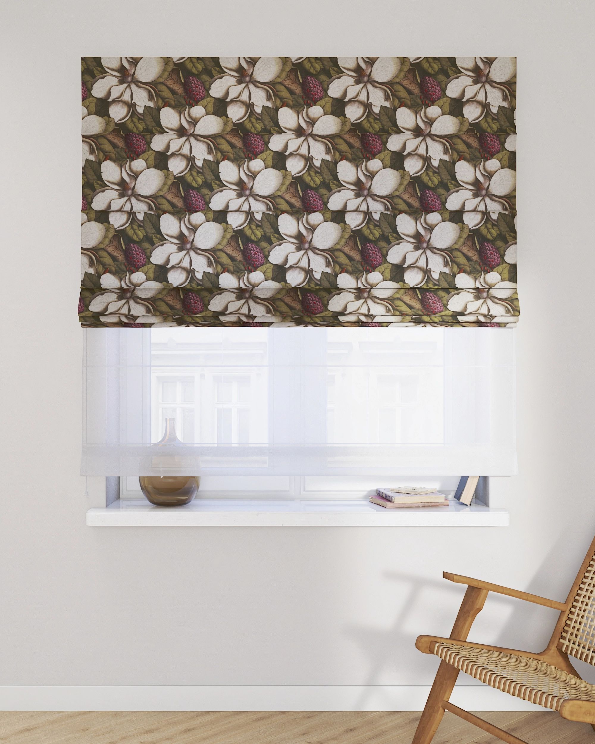 Store romain Duo couleur multicolore tissu à motifs (hover)