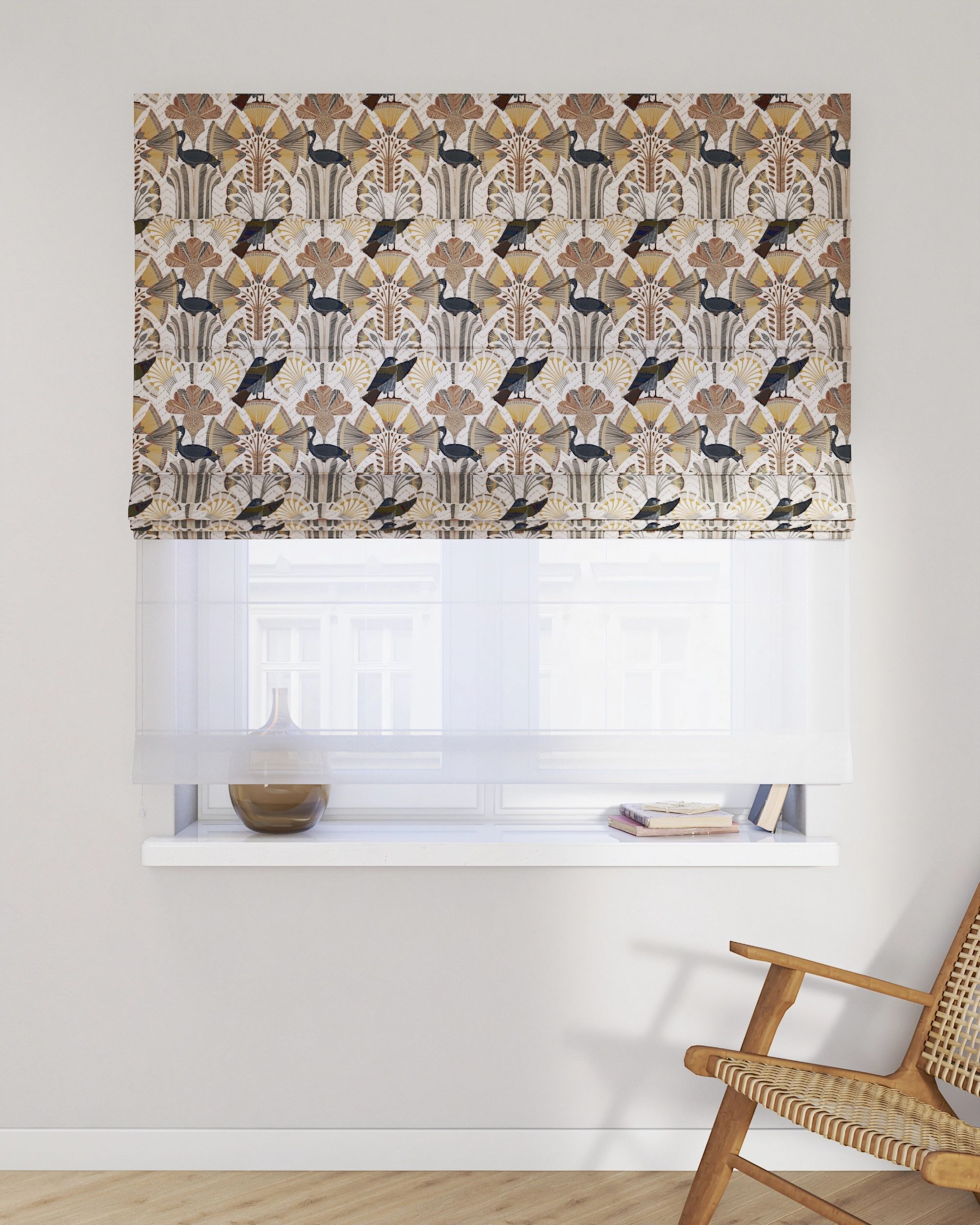 Store romain Duo couleur marron tissu à motifs (hover)