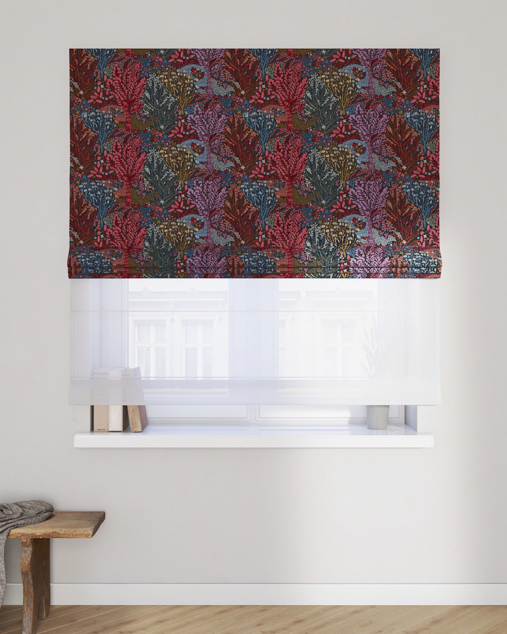 Store romain Duo couleur multicolore tissu tresse, à motifs (hover)