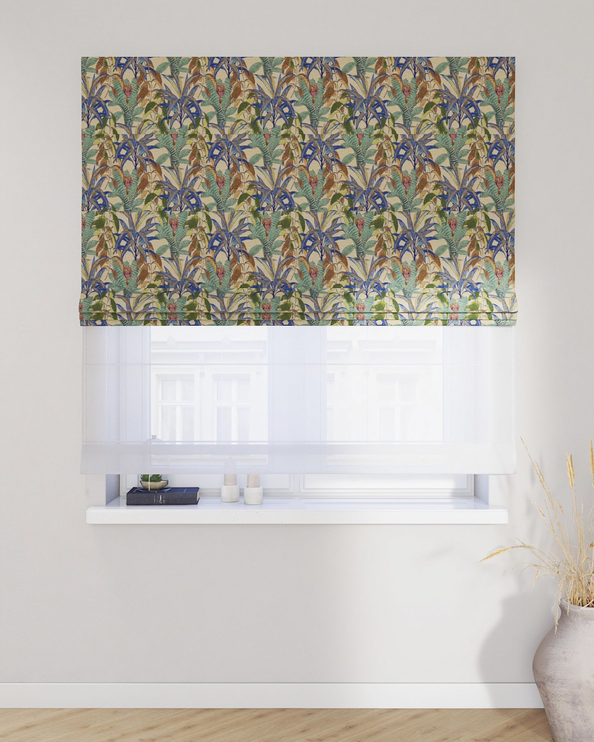 Store romain Duo couleur multicolore tissu tresse, à motifs (hover)