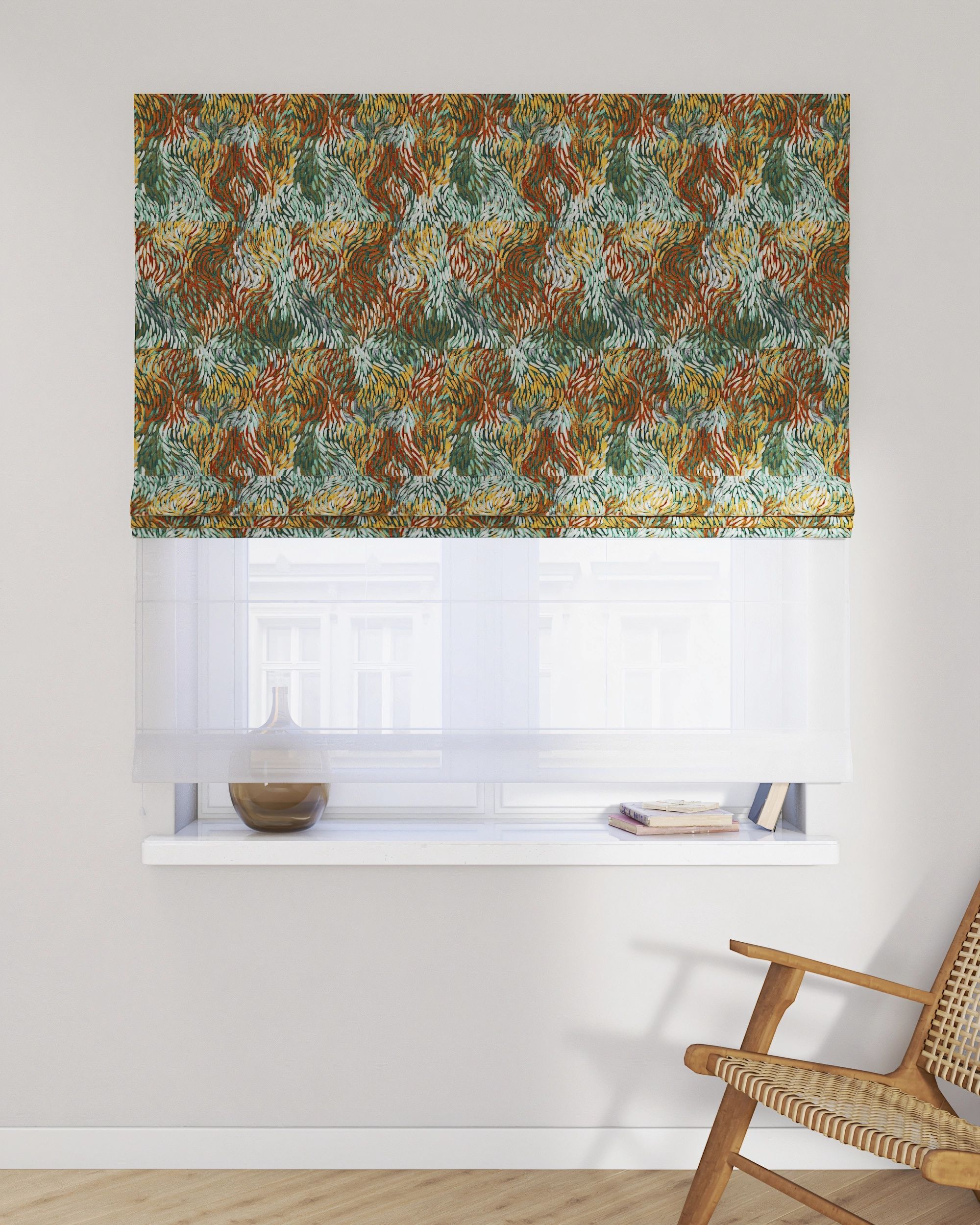 Store romain Duo couleur multicolore tissu tresse, à motifs (hover)