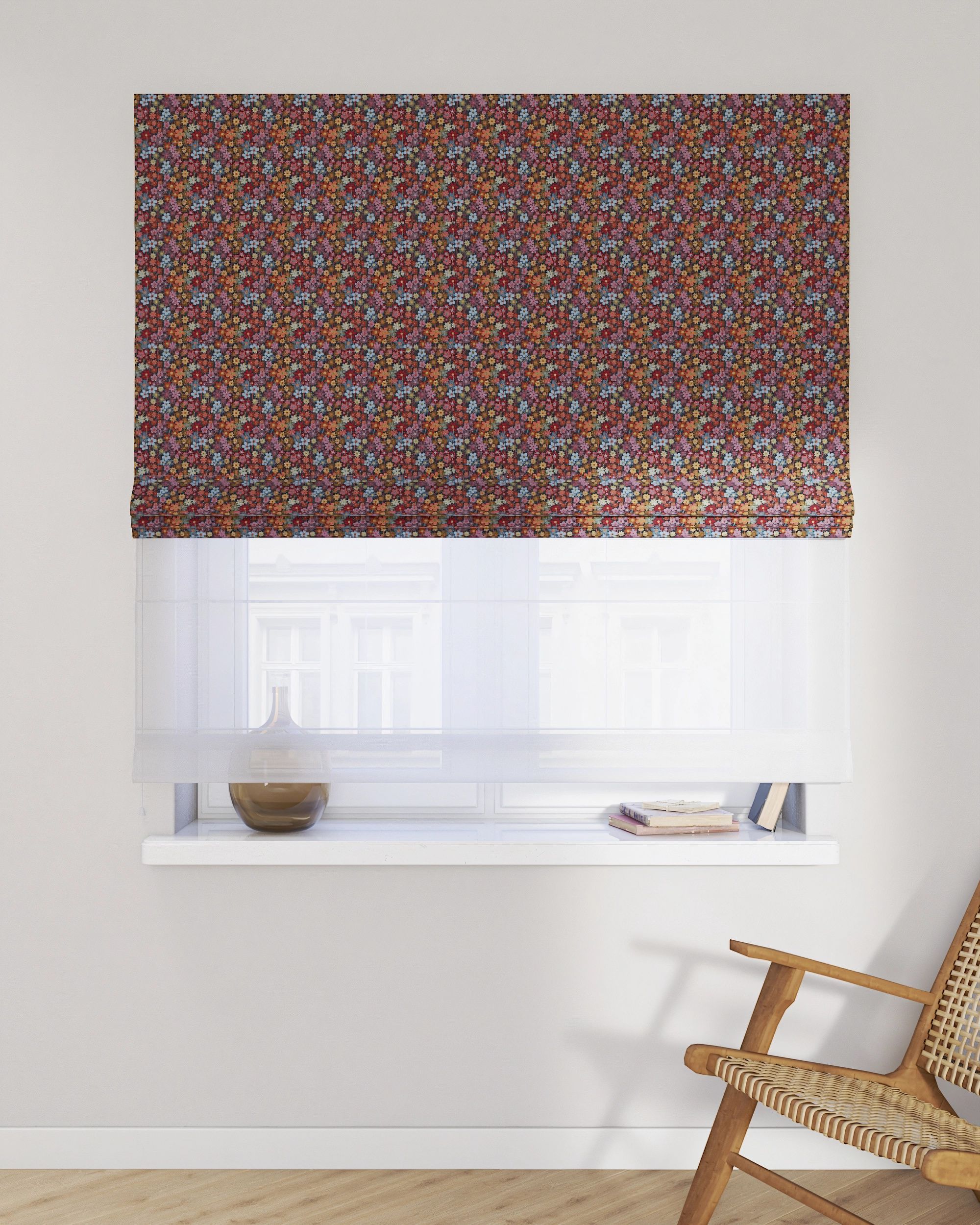 Store romain Duo couleur multicolore tissu tresse, à motifs (hover)