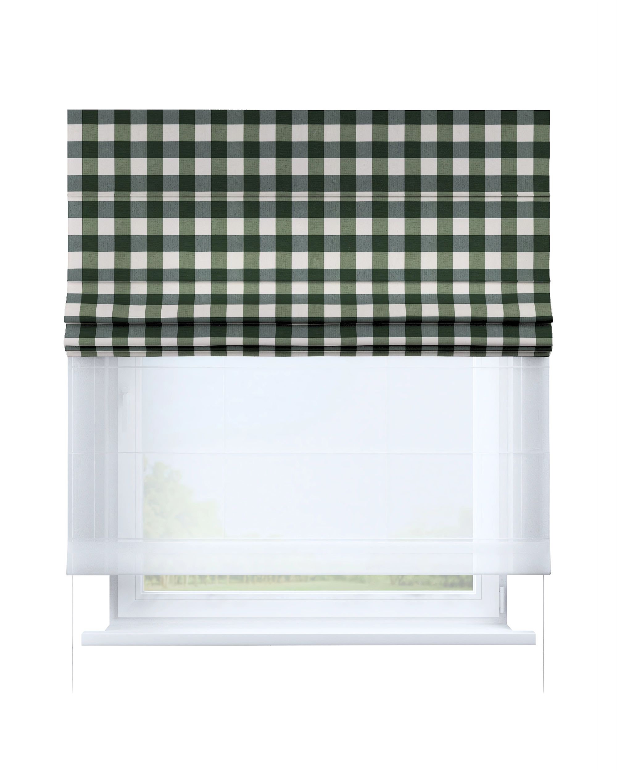 Store romain Duo couleur vert tissu à motifs
