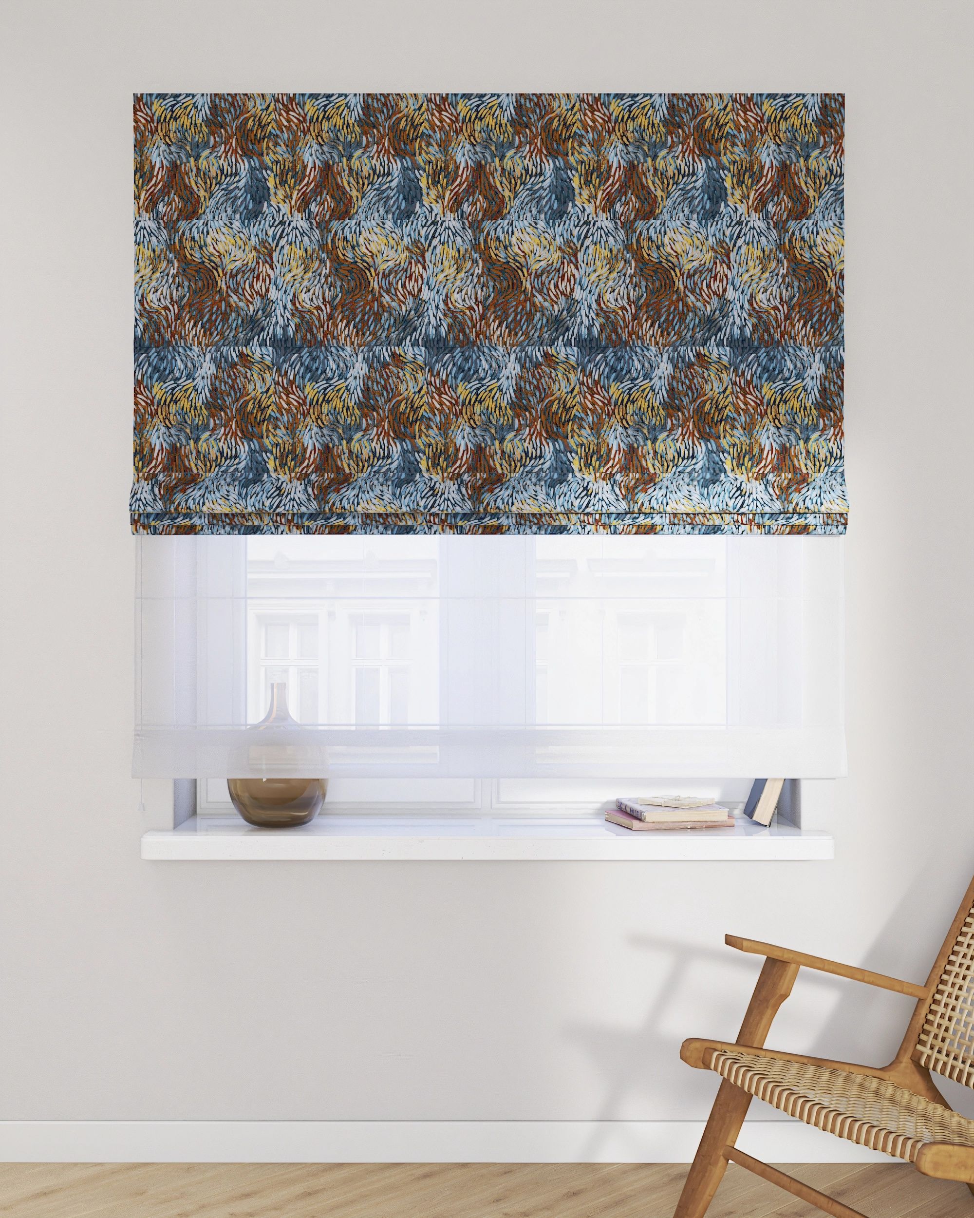 Store romain Duo couleur multicolore tissu tresse, à motifs (hover)