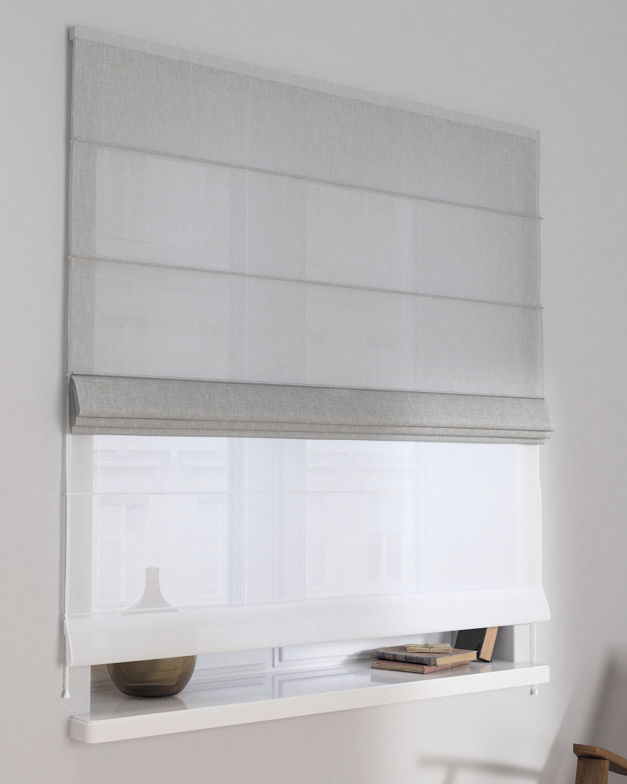 Store romain Duo couleur gris tissu tresse (hover)