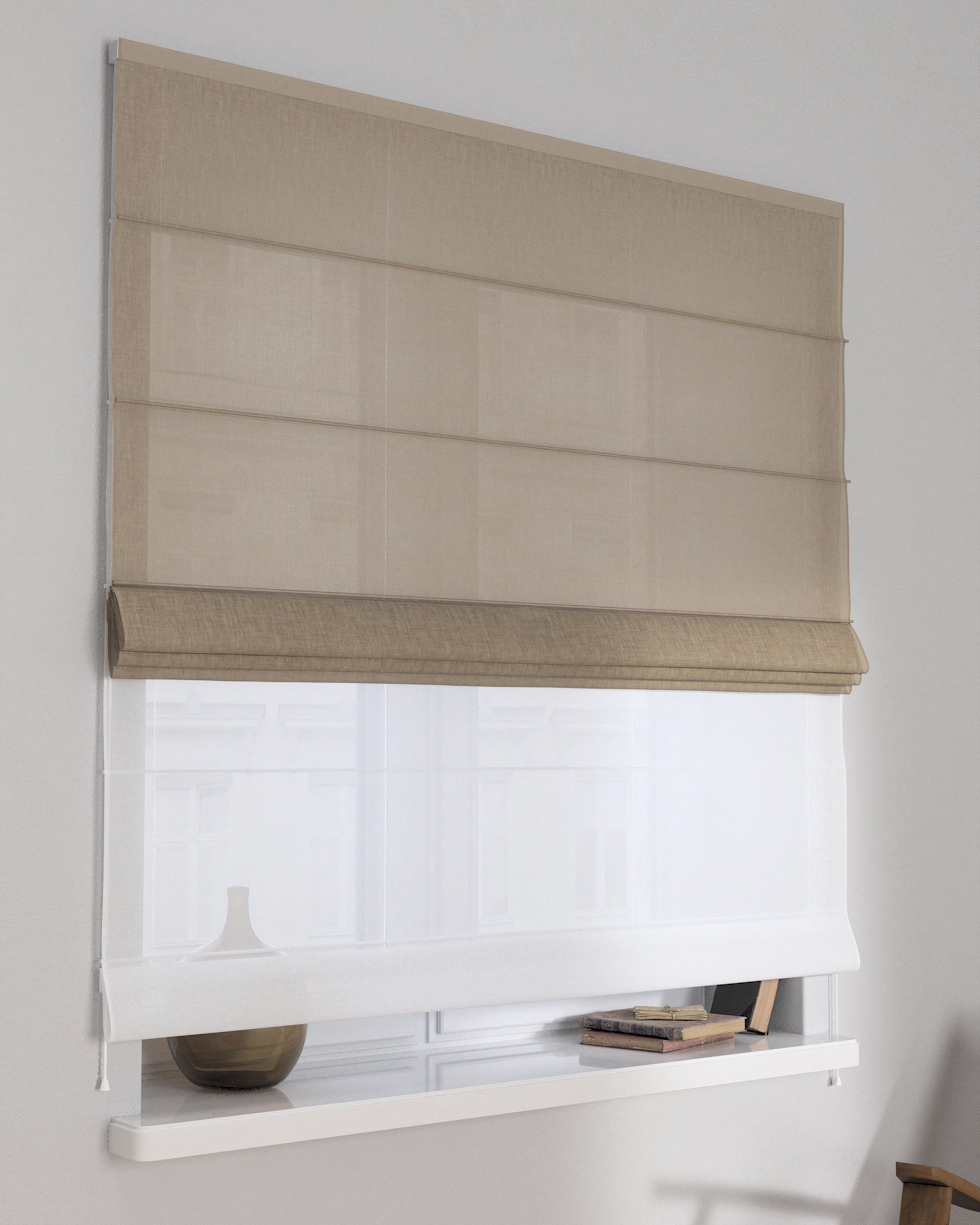 Store romain Duo couleur beige tissu tresse (hover)