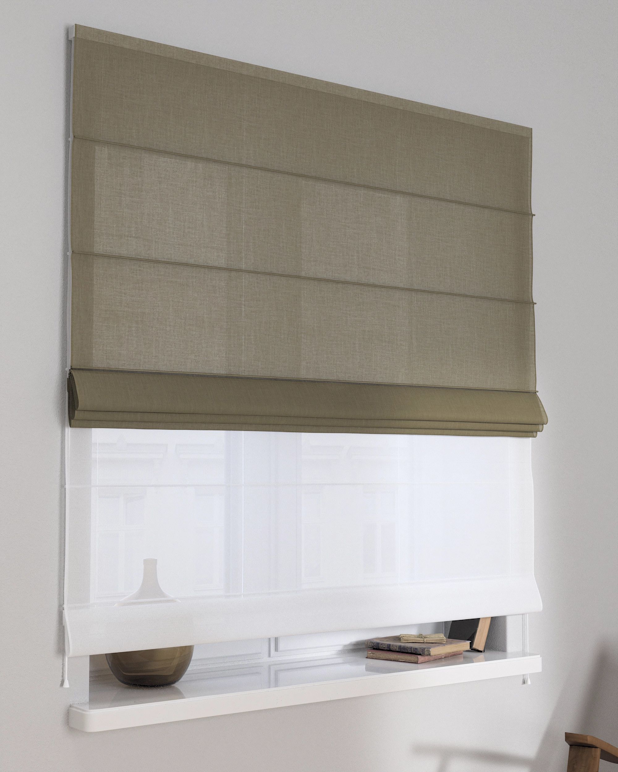 Store romain Duo couleur marron tissu tresse (hover)