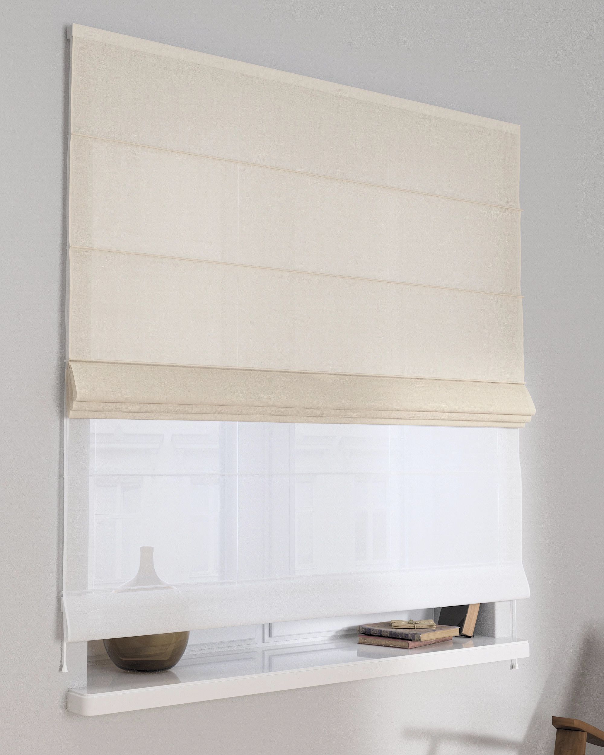 Store romain Duo couleur crème tissu tresse (hover)
