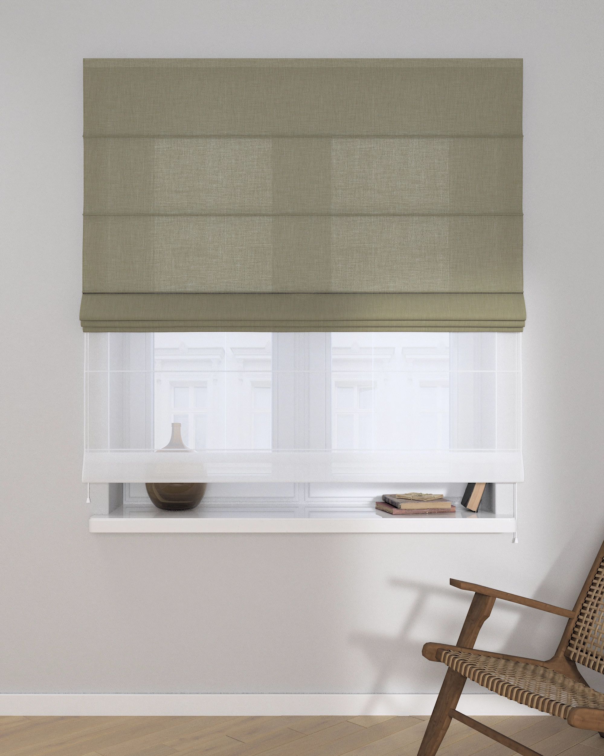 Store romain Duo couleur vert tissu tresse