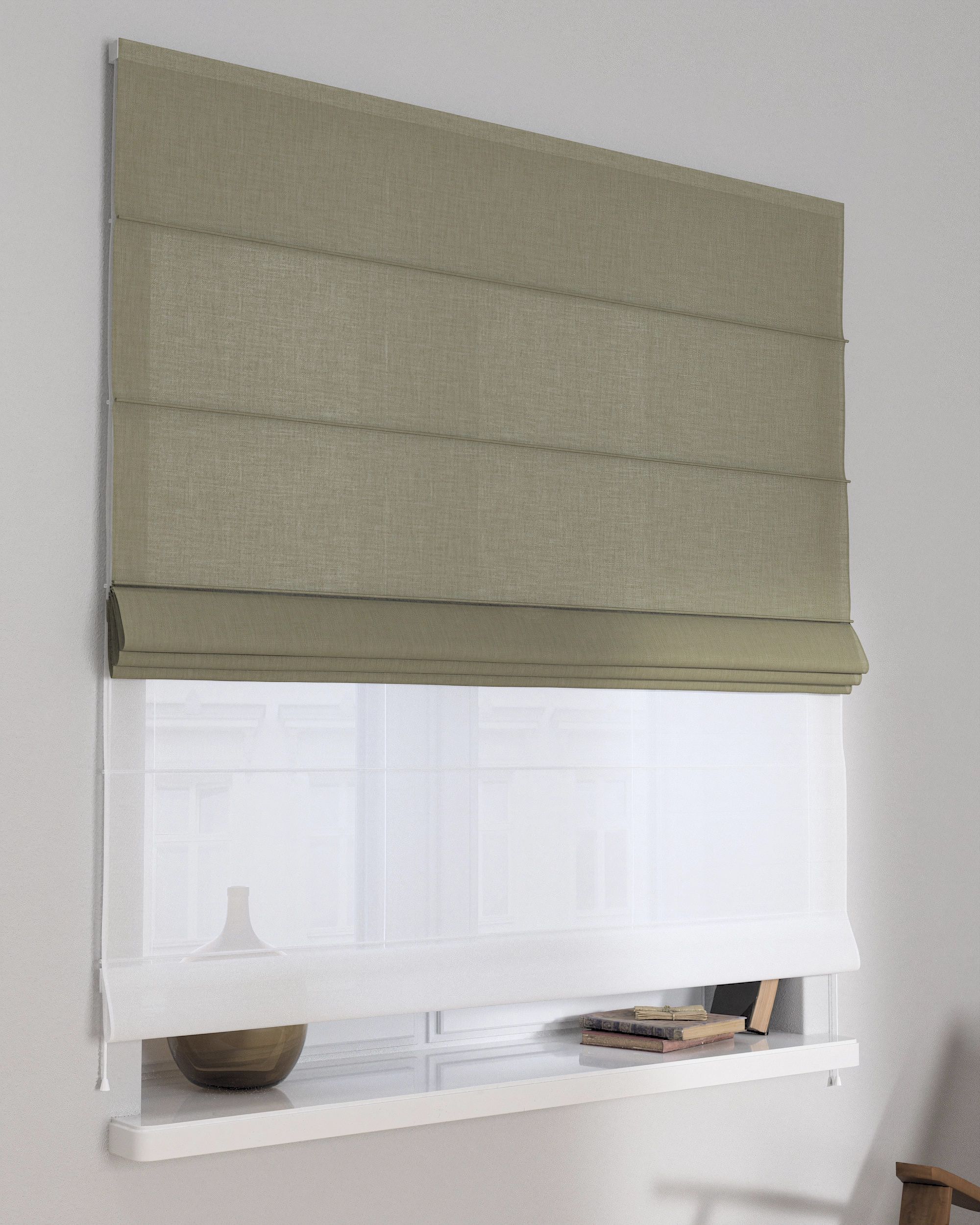 Store romain Duo couleur vert tissu tresse (hover)
