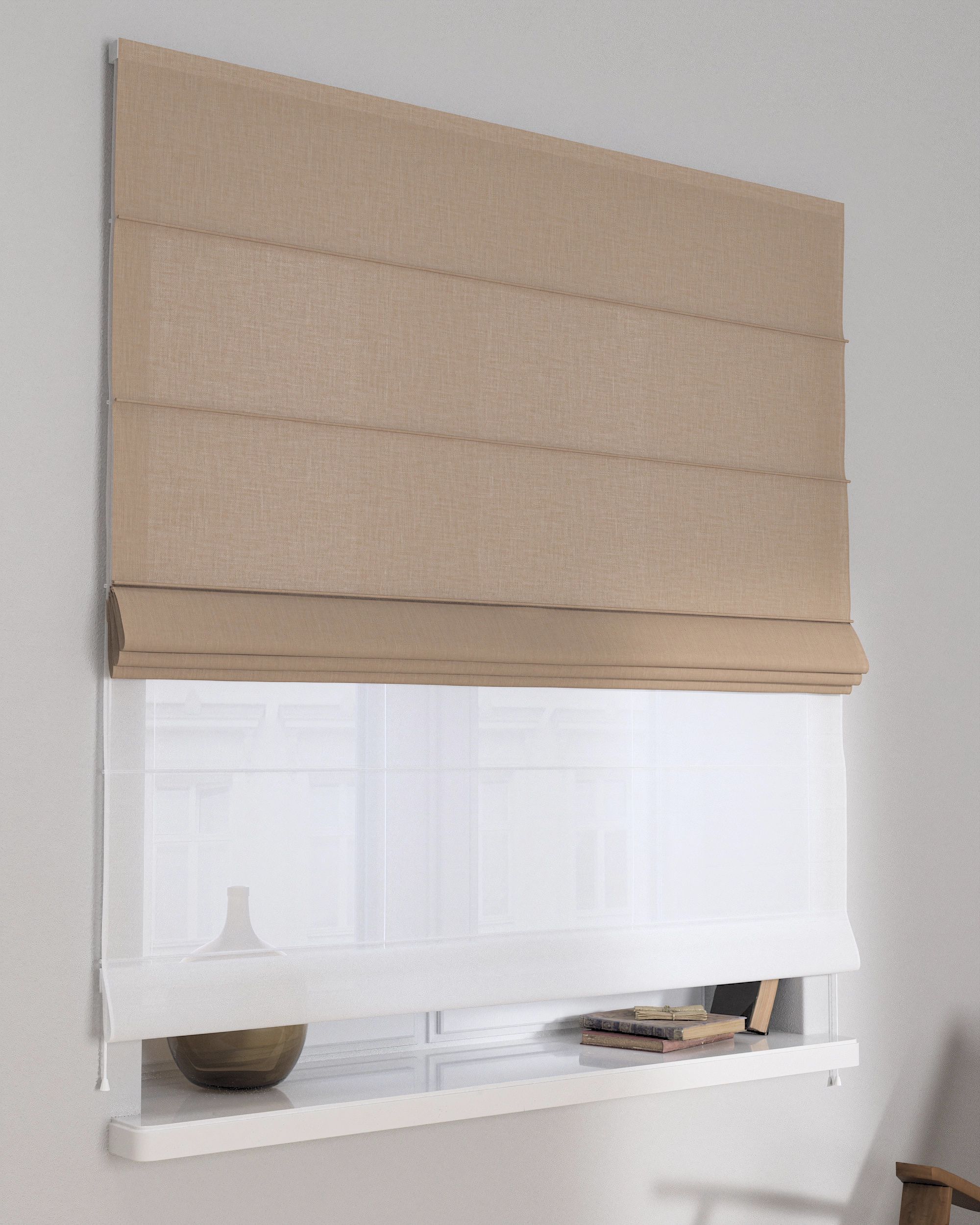 Store romain Duo couleur beige tissu tresse (hover)