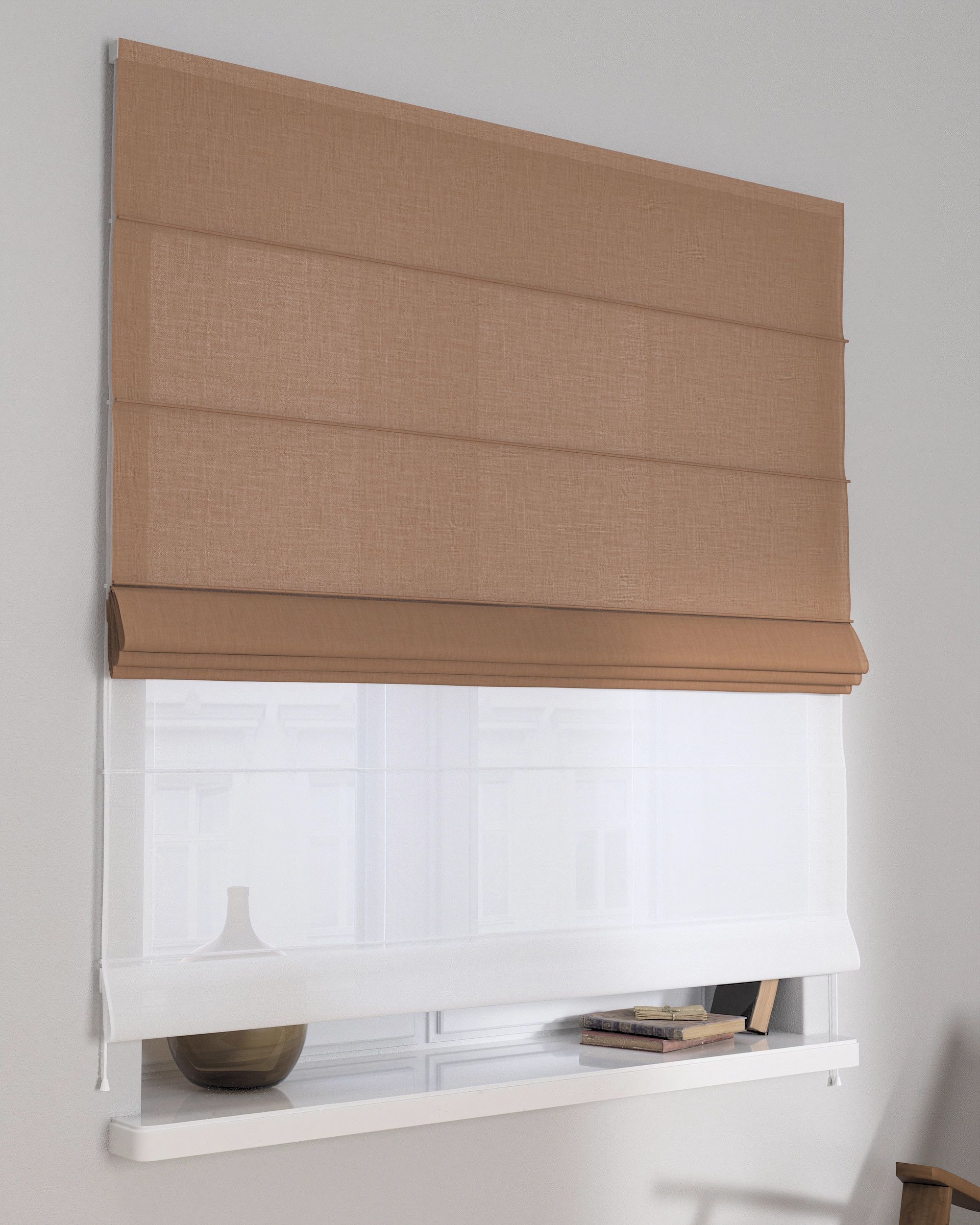 Store romain Duo couleur marron tissu tresse (hover)