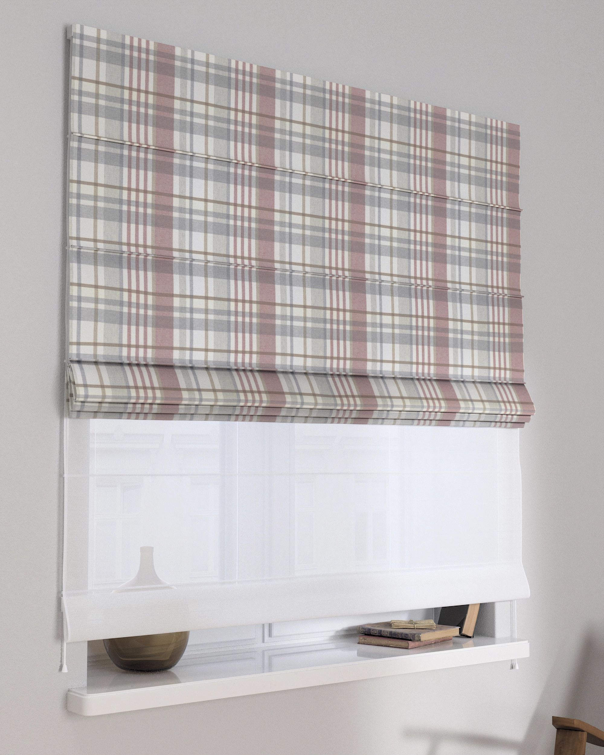 Store romain Duo couleur gris tissu à motifs (hover)