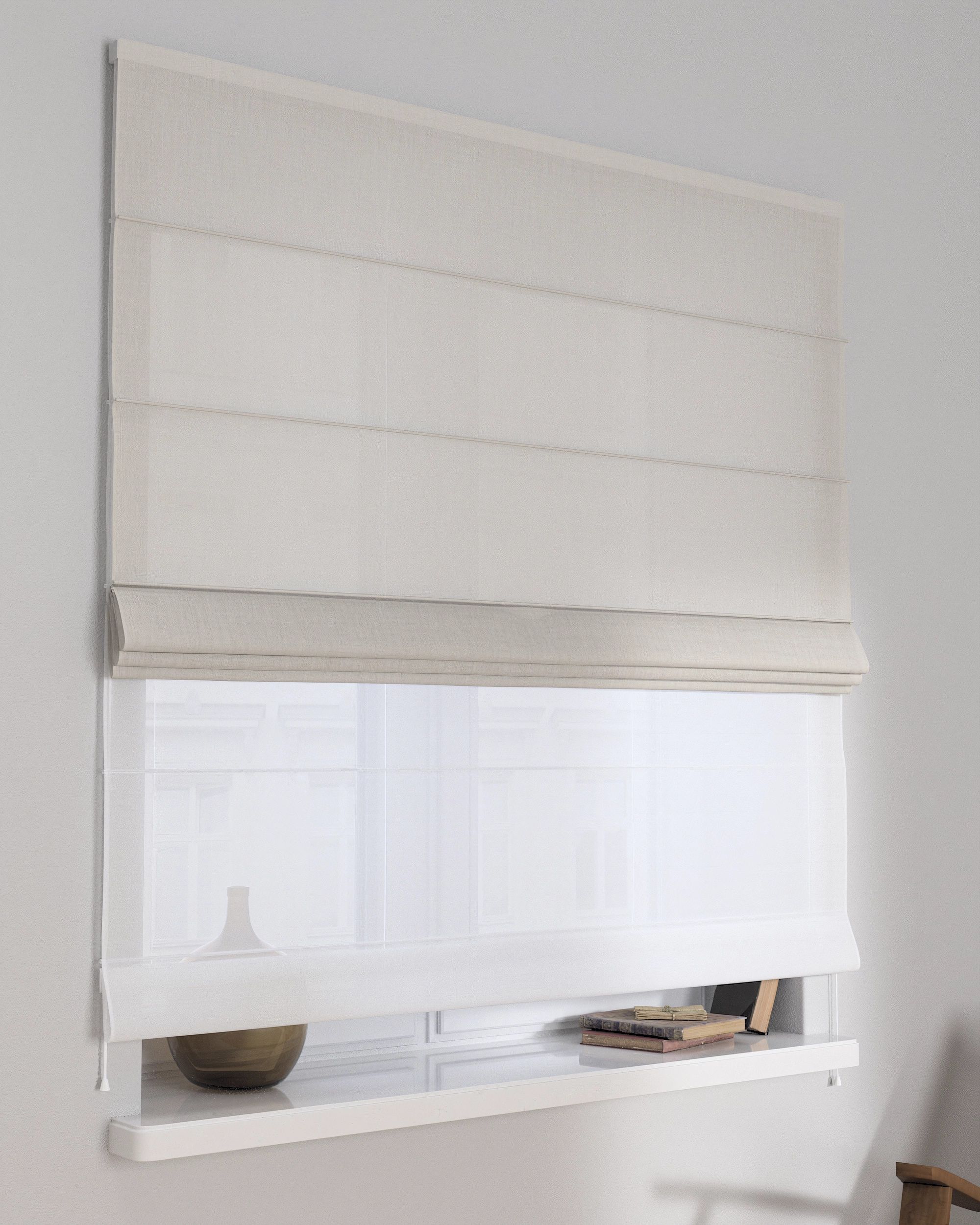 Store romain Duo couleur blanc tissu tresse (hover)