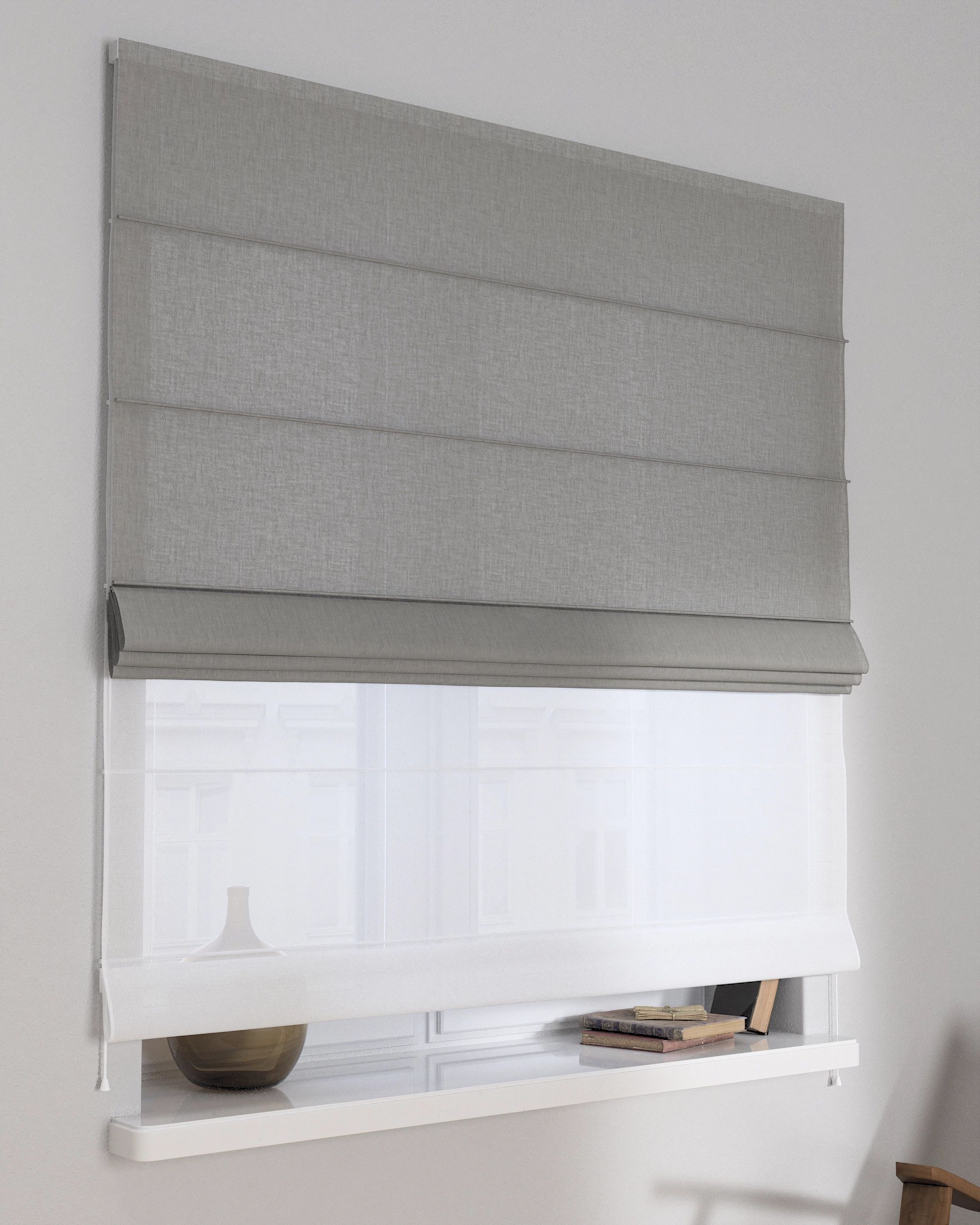 Store romain Duo couleur gris tissu tresse (hover)