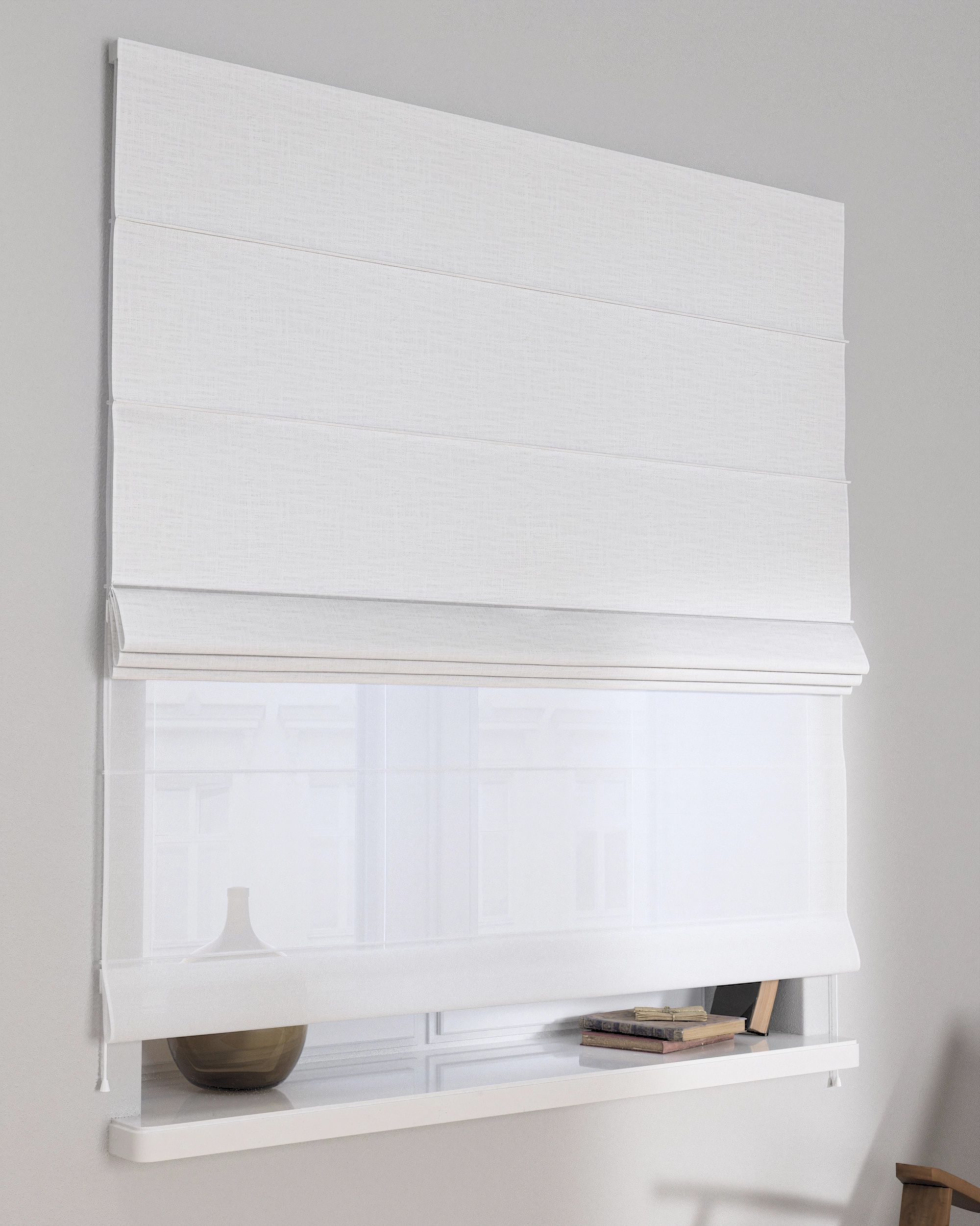 Store romain Duo couleur blanc tissu tresse