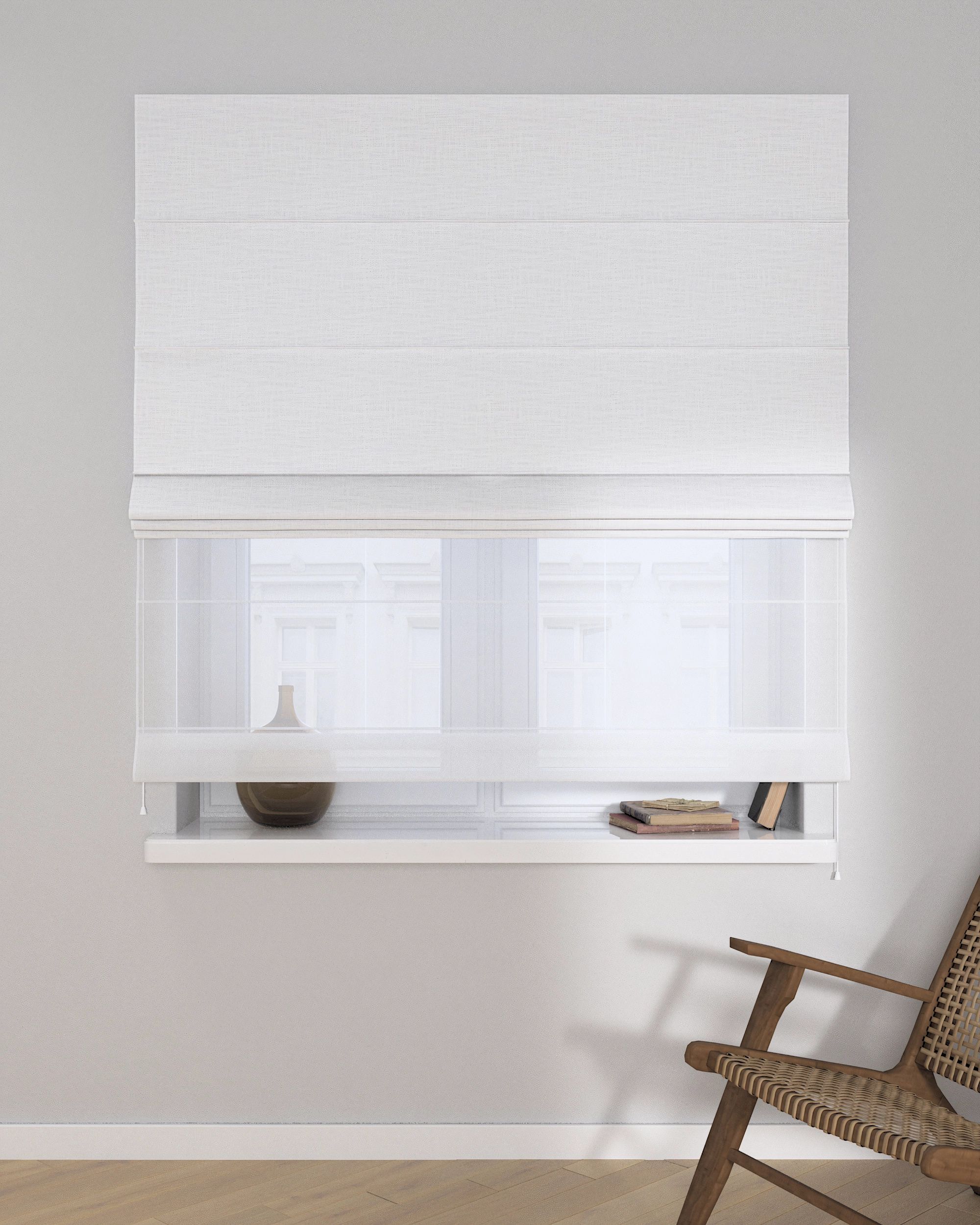 Store romain Duo couleur blanc tissu tresse (hover)
