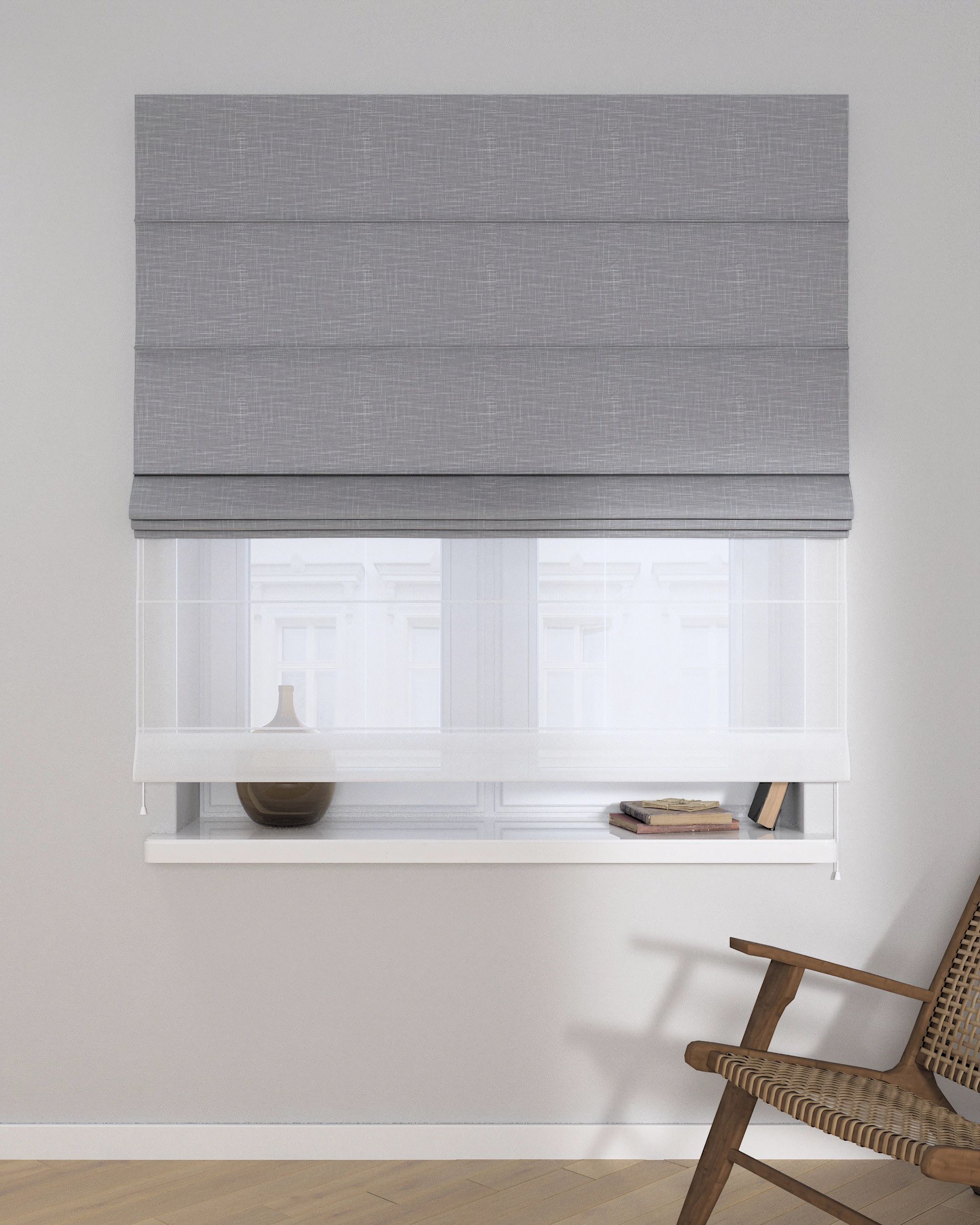 Store romain Duo couleur gris tissu tresse (hover)