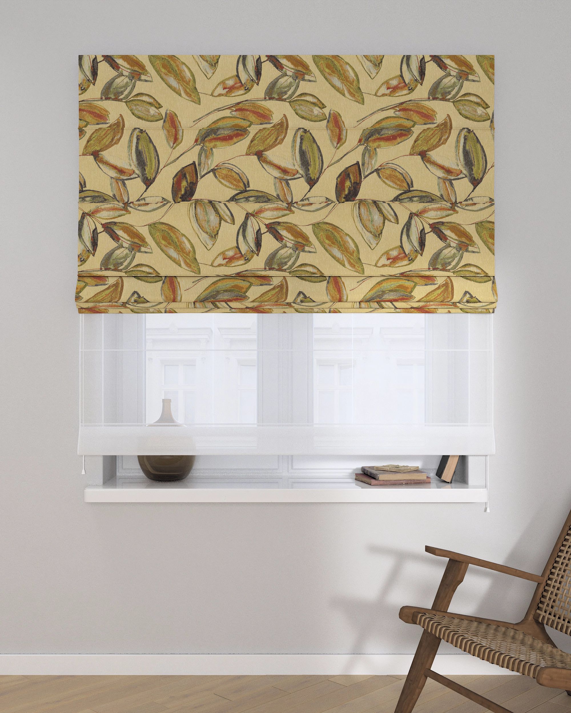 Store romain Duo couleur beige tissu tresse, à motifs (hover)