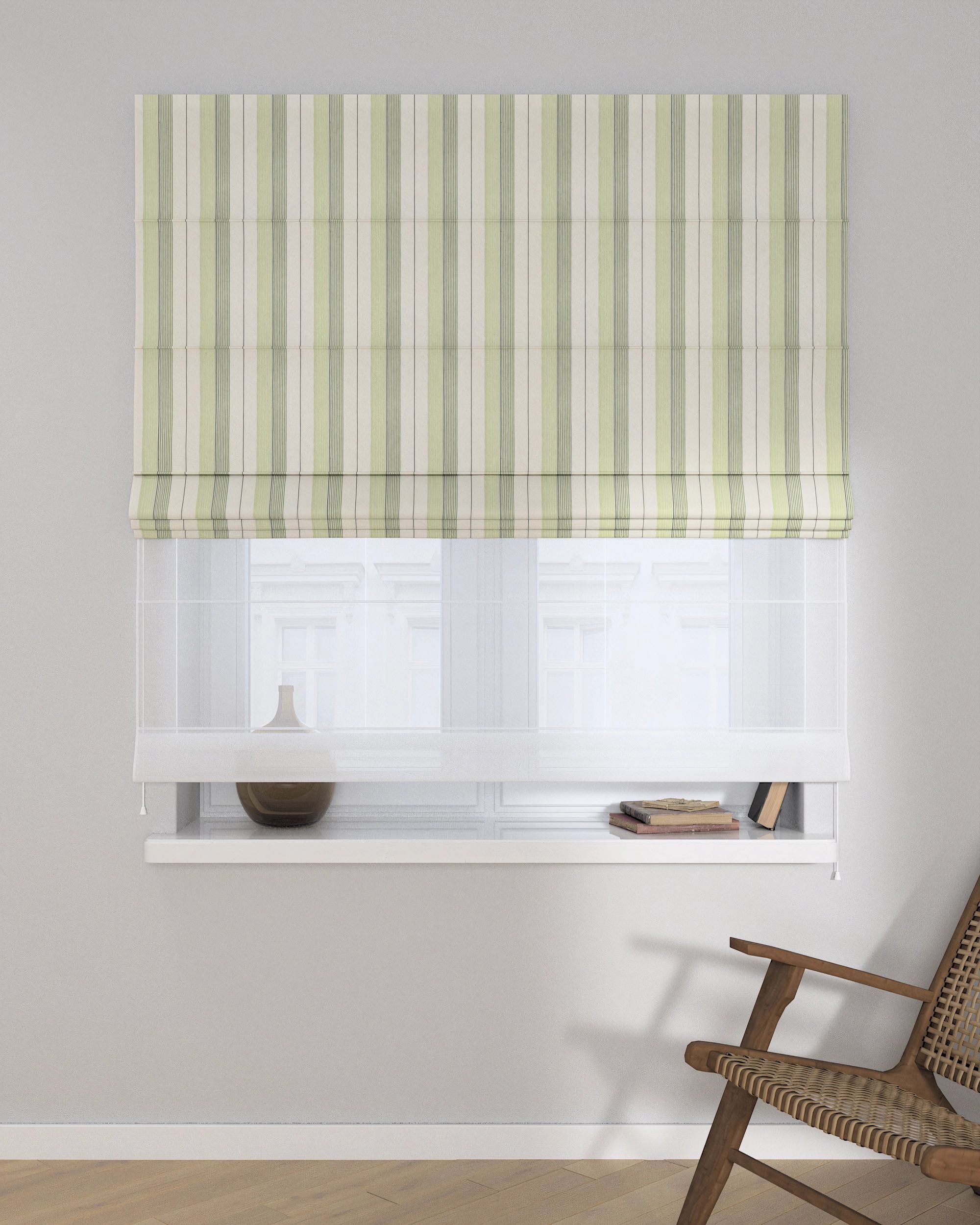 Store romain Duo couleur vert tissu tresse, à motifs (hover)