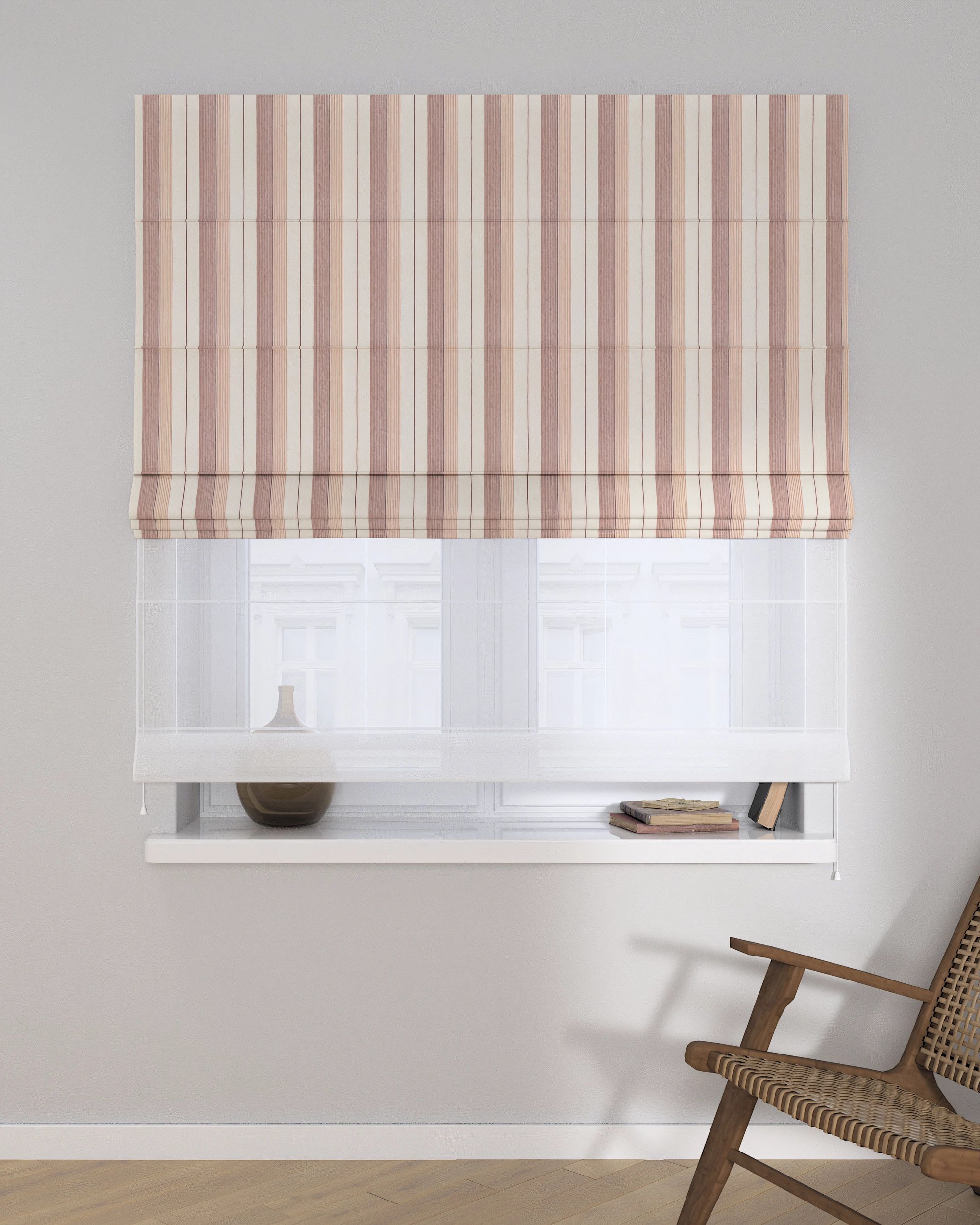 Store romain Duo couleur rouge tissu tresse, à motifs (hover)