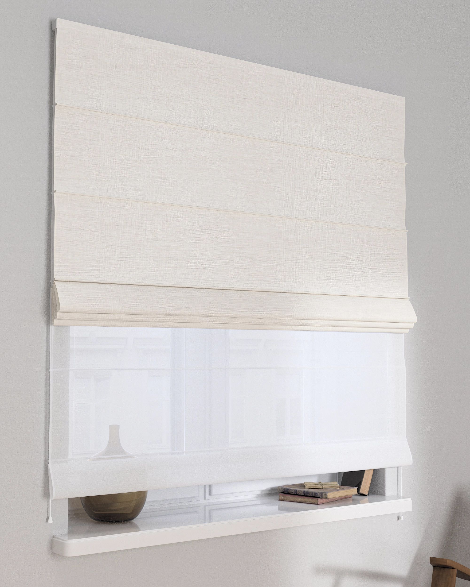Store romain Duo couleur blanc tissu tresse