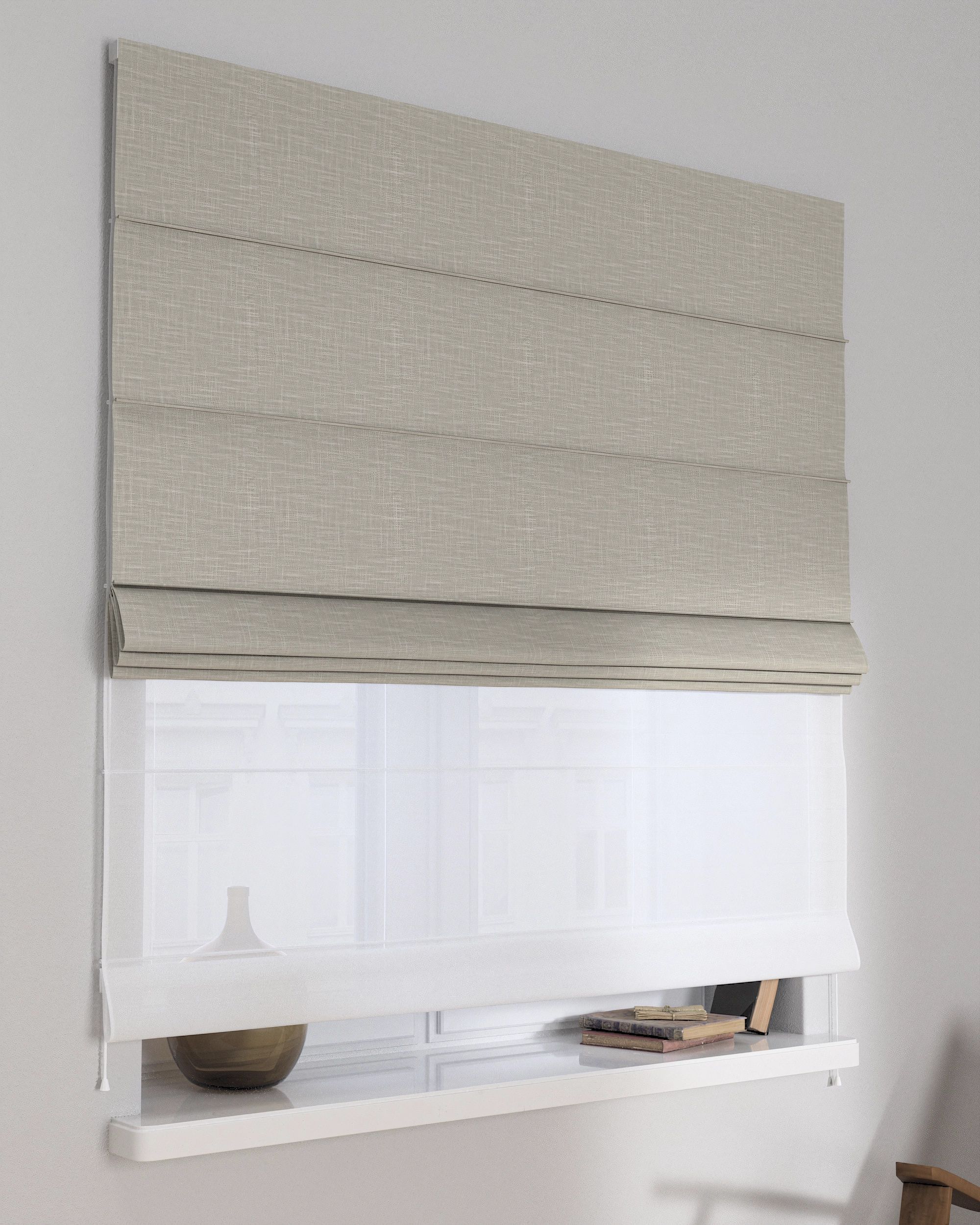 Store romain Duo couleur beige tissu tresse