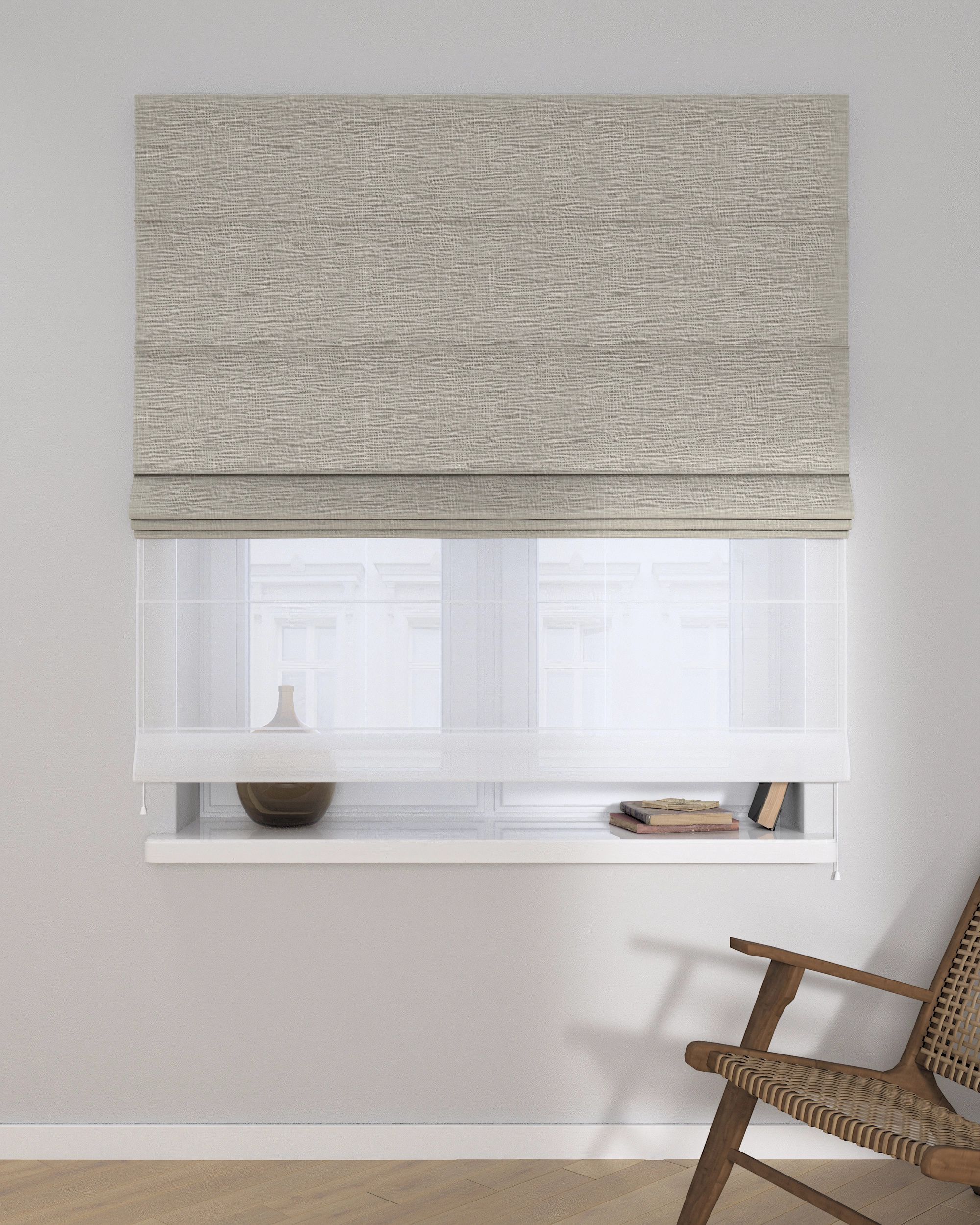 Store romain Duo couleur beige tissu tresse (hover)